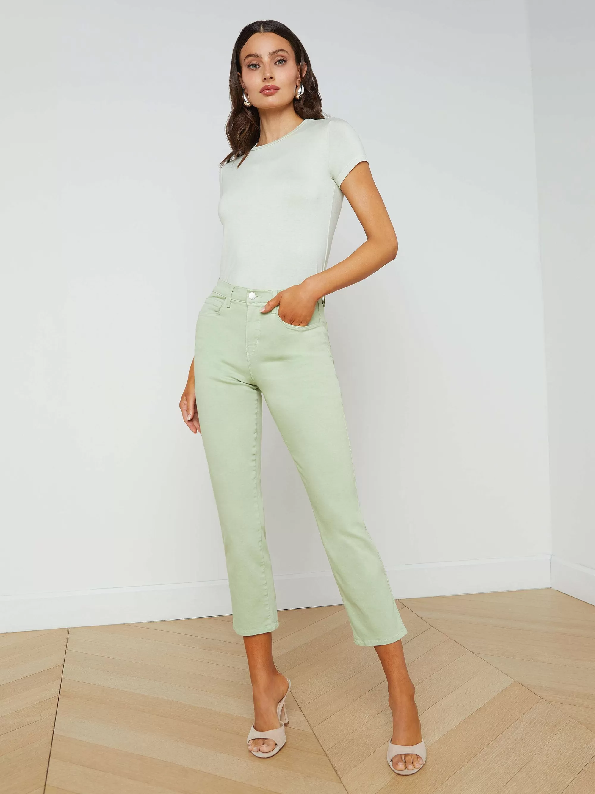 L'AGENCE Alexia Cropped Sigarettenjeans Laurier Groen Online