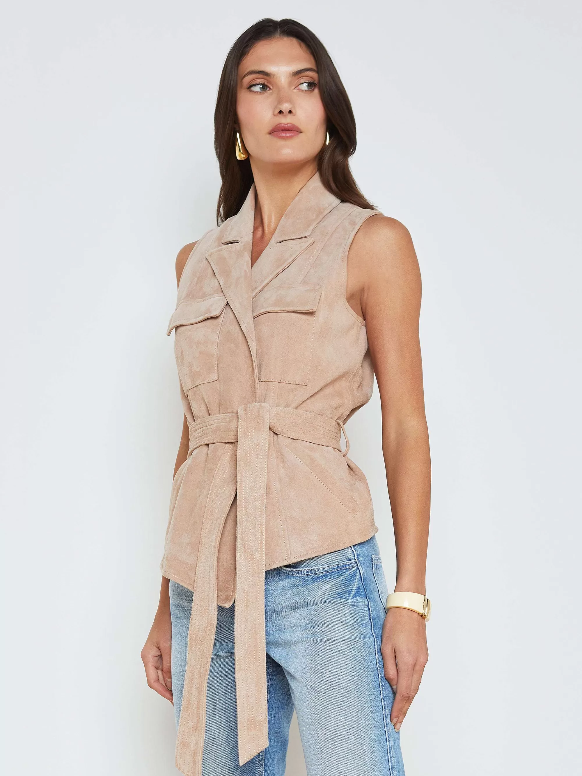 L'AGENCE Arbor Suede Vest Cachou Hot