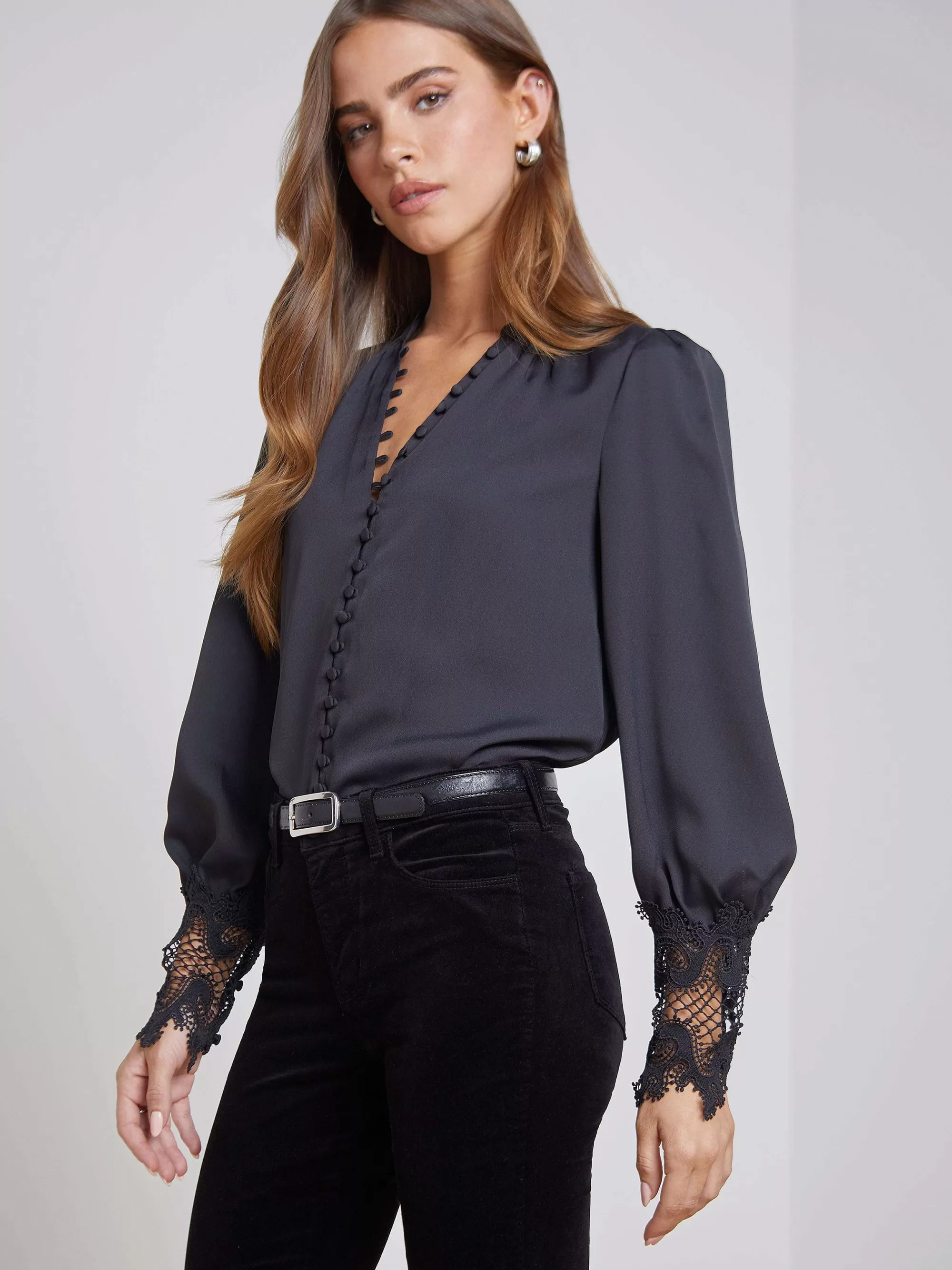 L'AGENCE Ava-Blouse Zwart Fashion