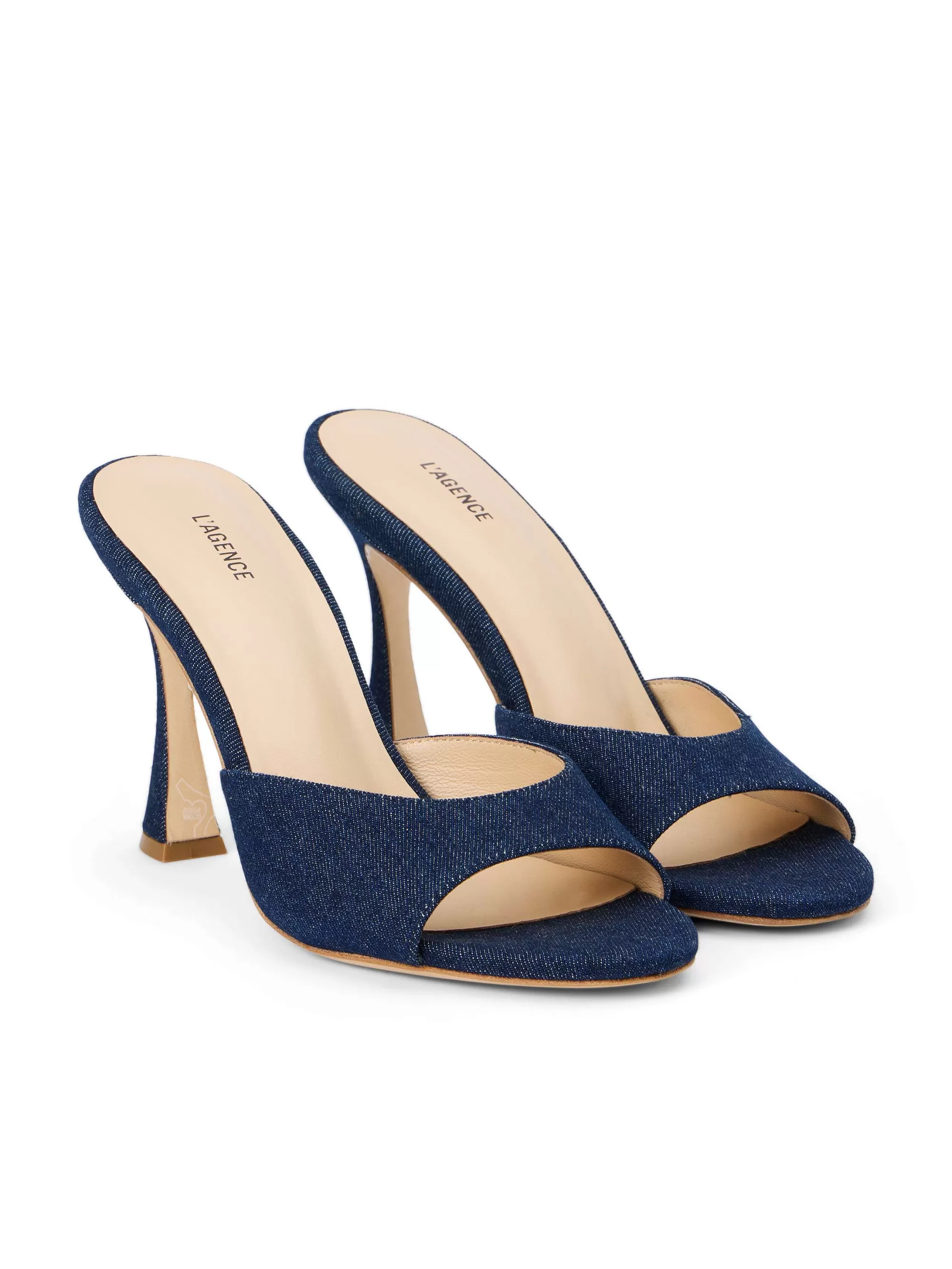 L'AGENCE Avery Denim Peeptoe-Muiltje Donkerblauw Denim Clearance