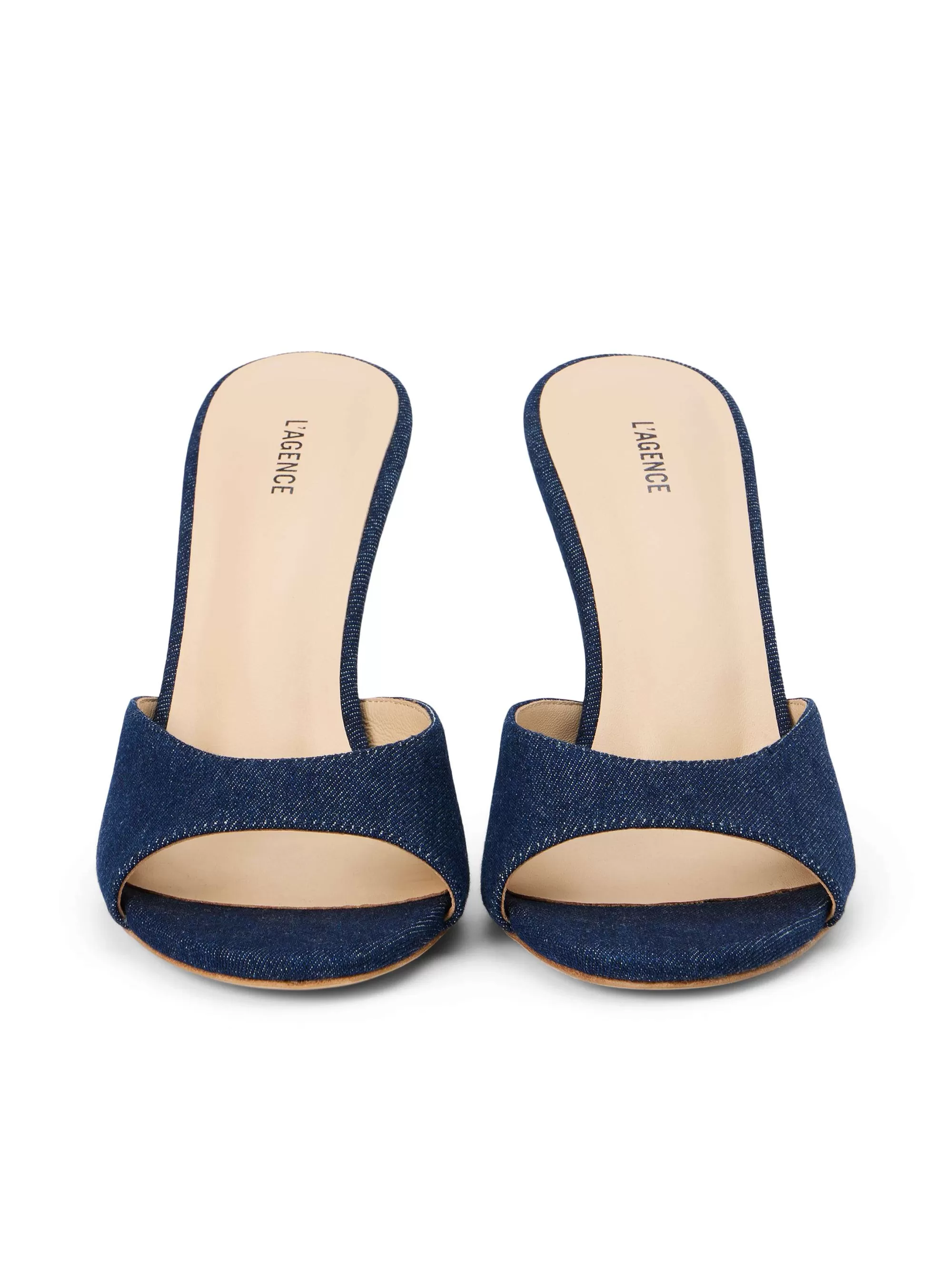 L'AGENCE Avery Denim Peeptoe-Muiltje Donkerblauw Denim Clearance