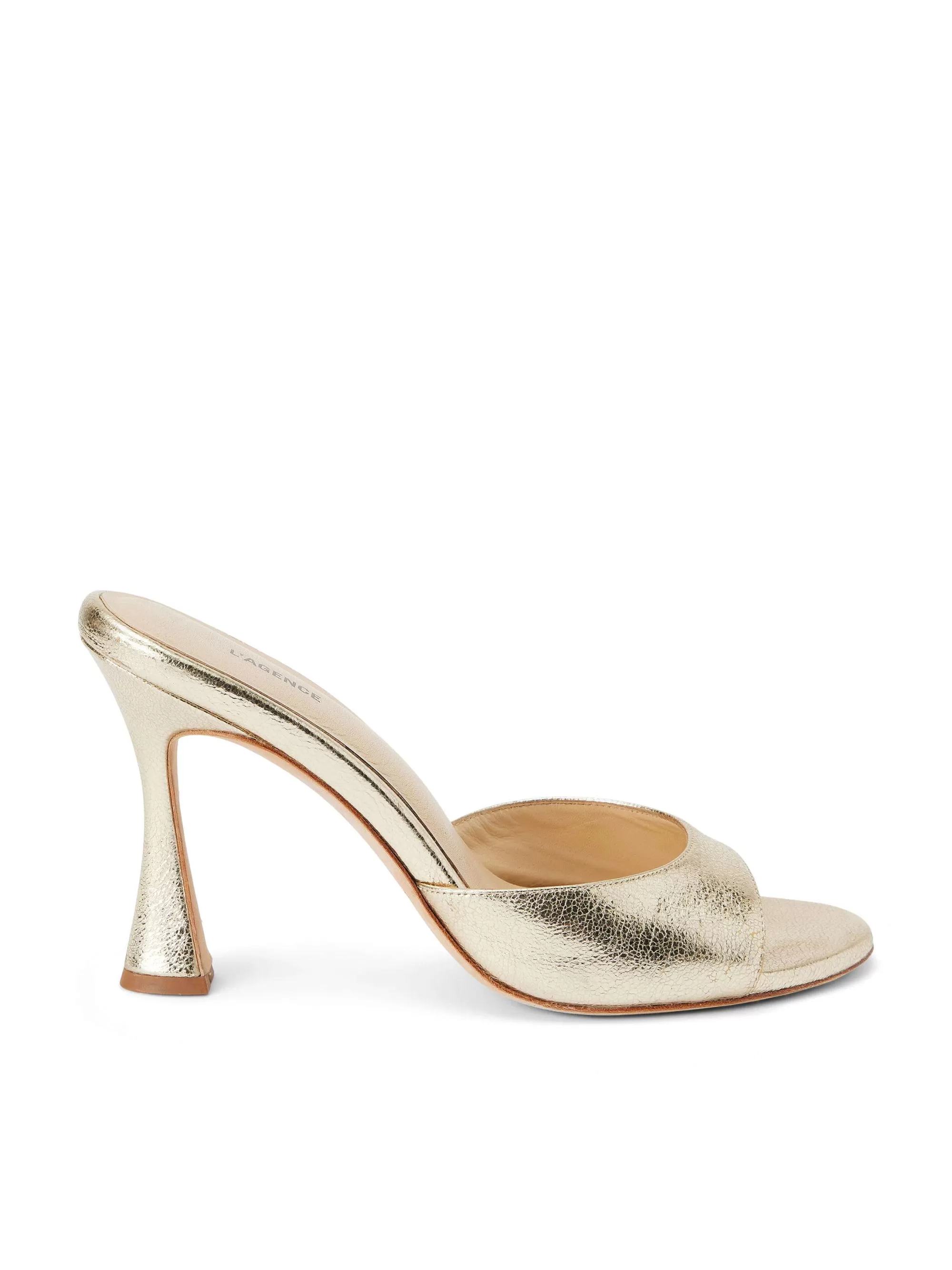 L'AGENCE Avery Leren Peeptoe-Muiltje Goud Metallic Leer Best Sale