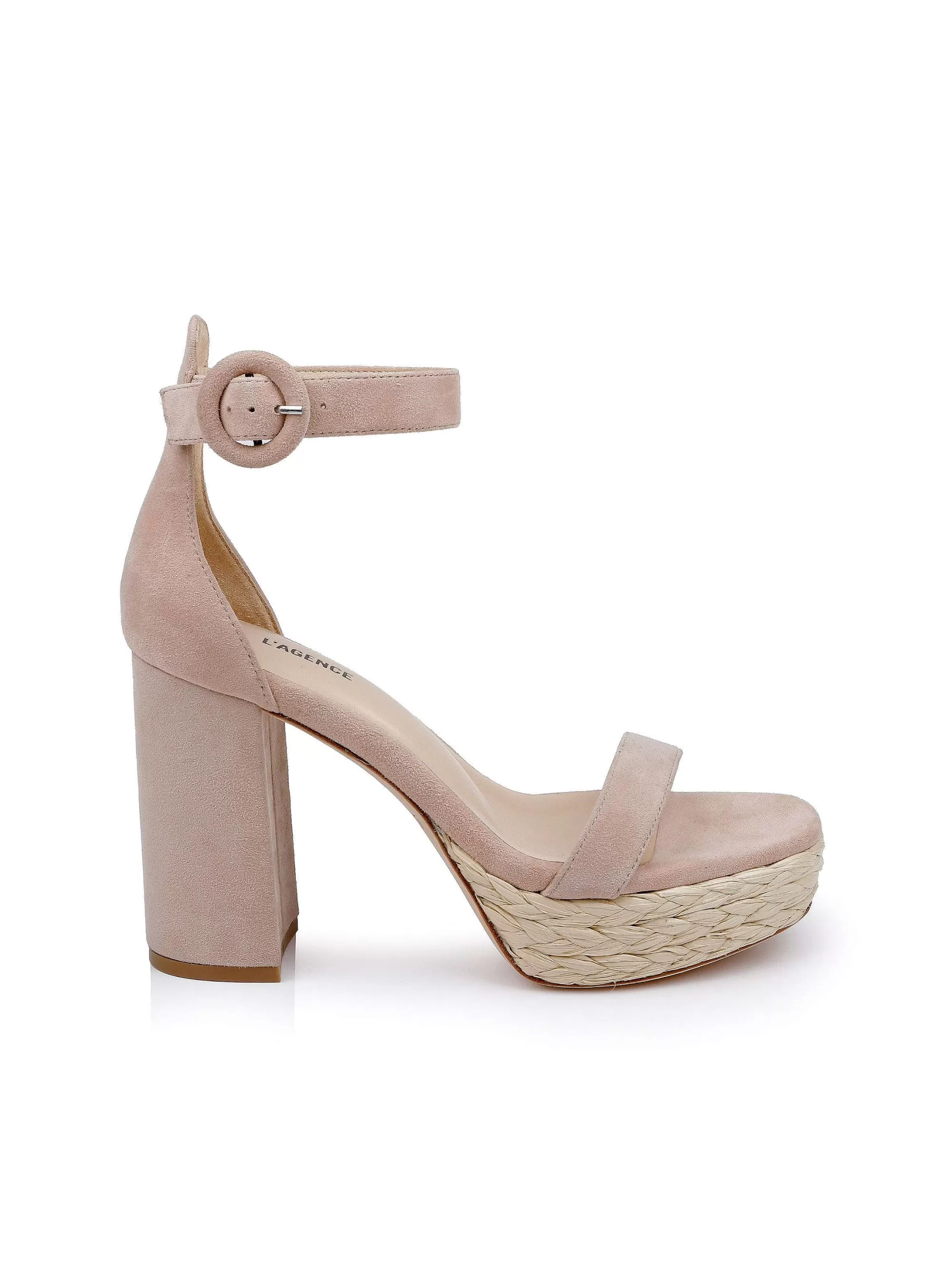 L'AGENCE Avia Platform Sandaal Met Hak Pecan Suede Sale