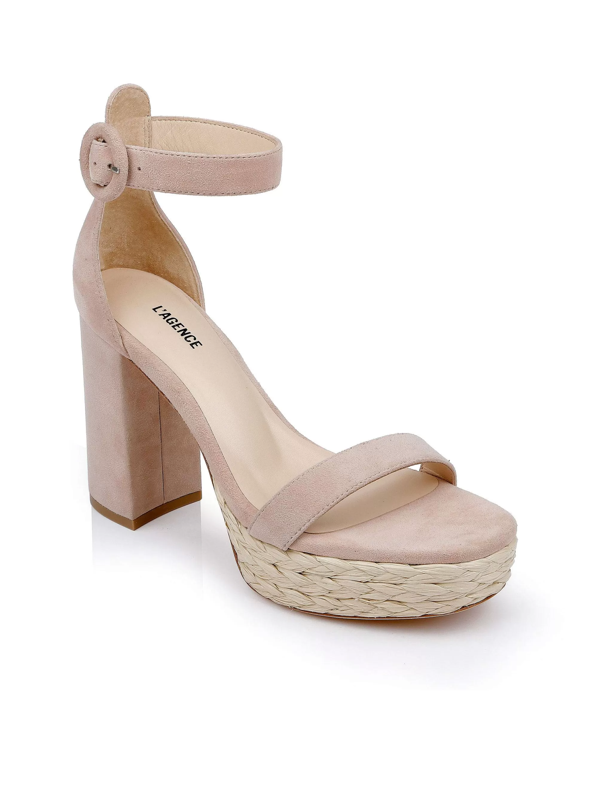 L'AGENCE Avia Platform Sandaal Met Hak Pecan Suede Sale