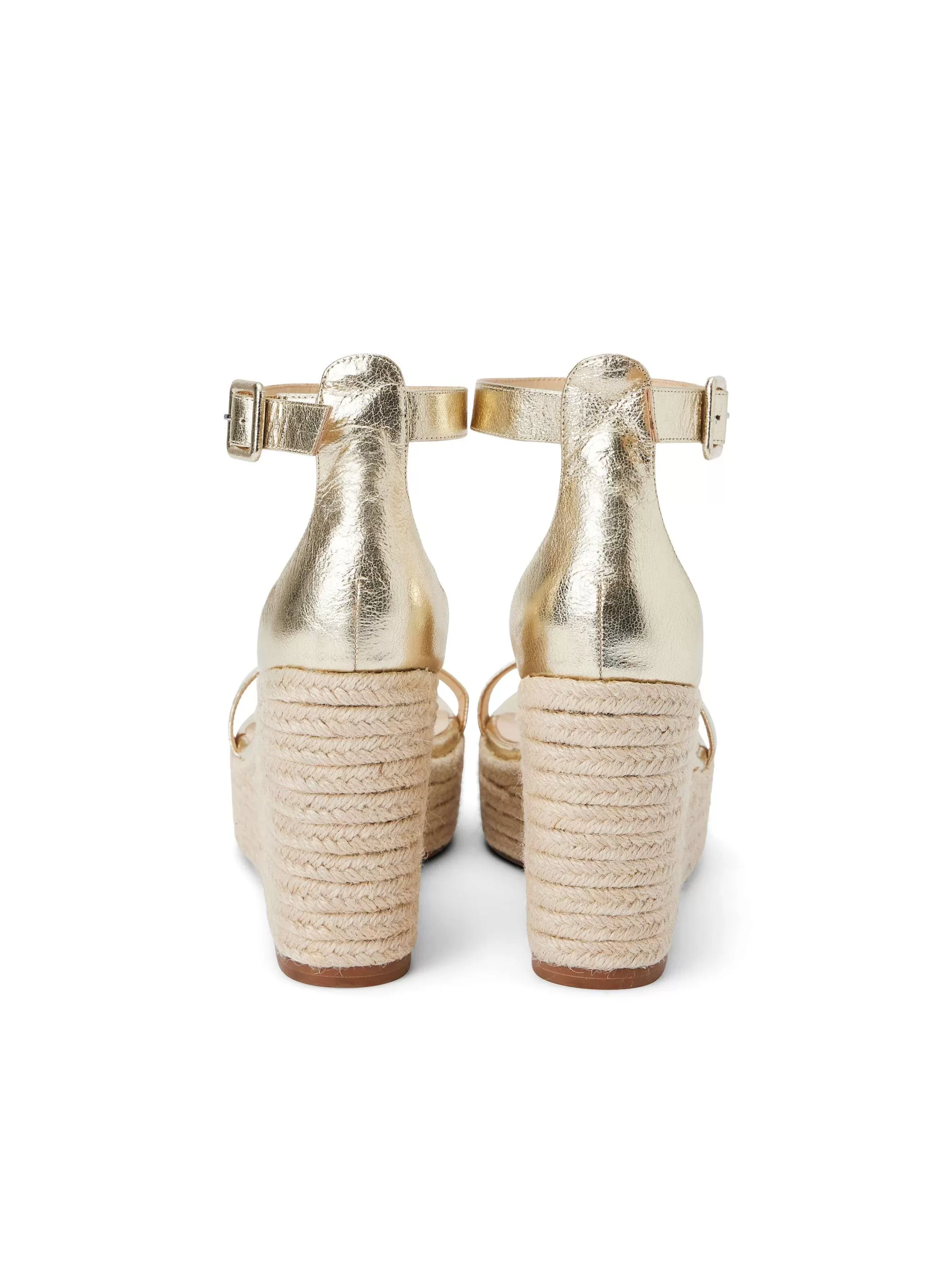 L'AGENCE Avice Espadrille Met Sleehak Goud Metallic Leer Hot