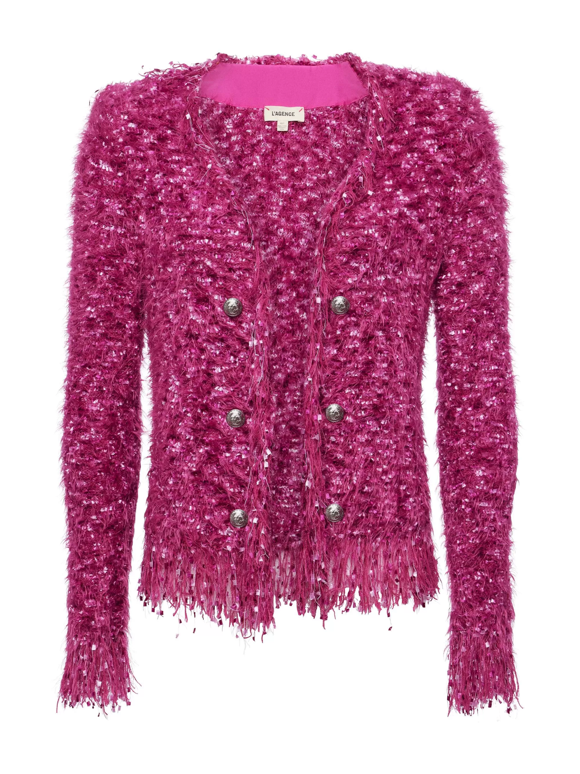 L'AGENCE Azuurblauwe Vestblazer Met Franjes Roze Sale