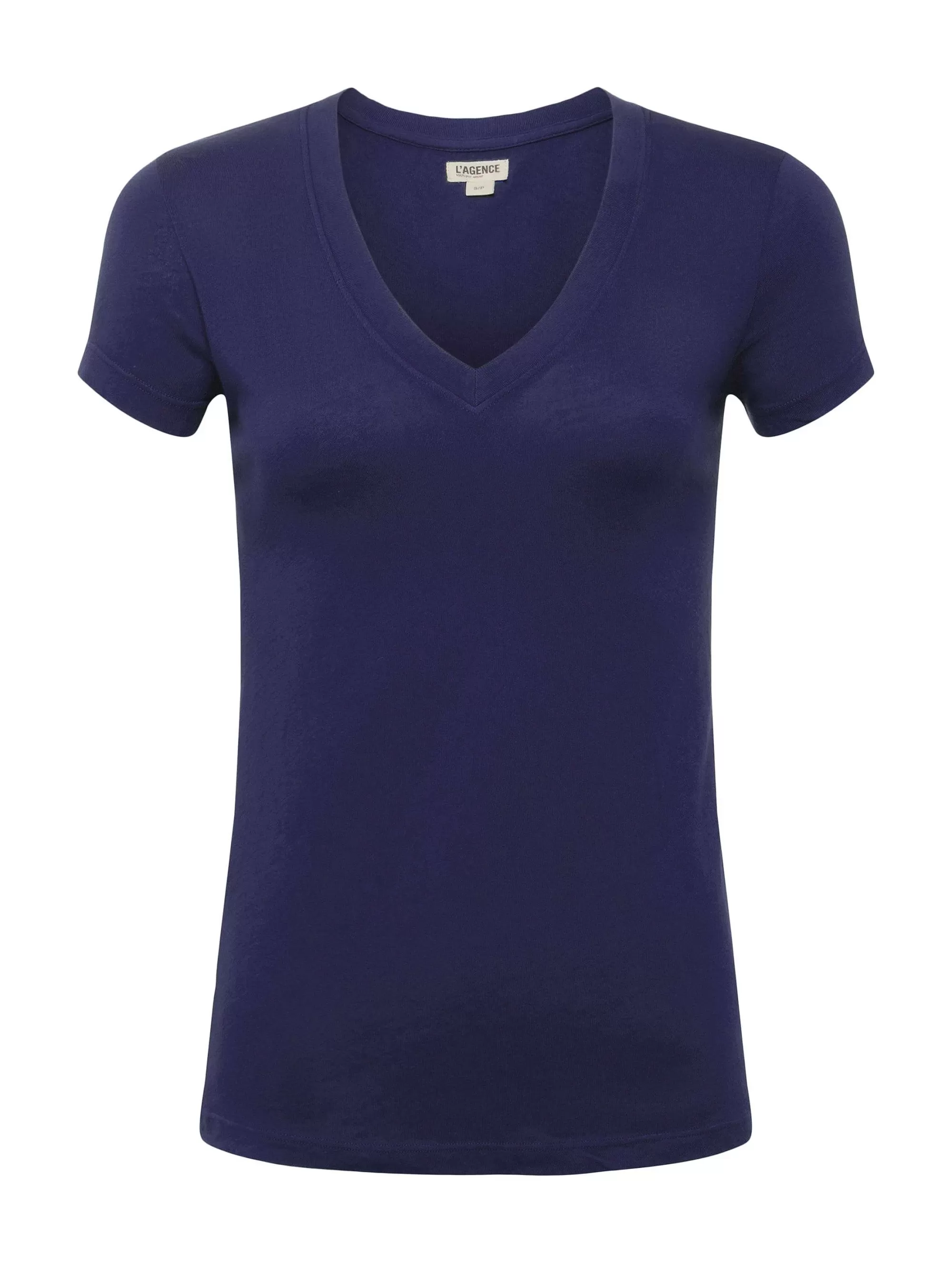 L'AGENCE Becca Katoenen T-Shirt Met V-Hals Marine Shop