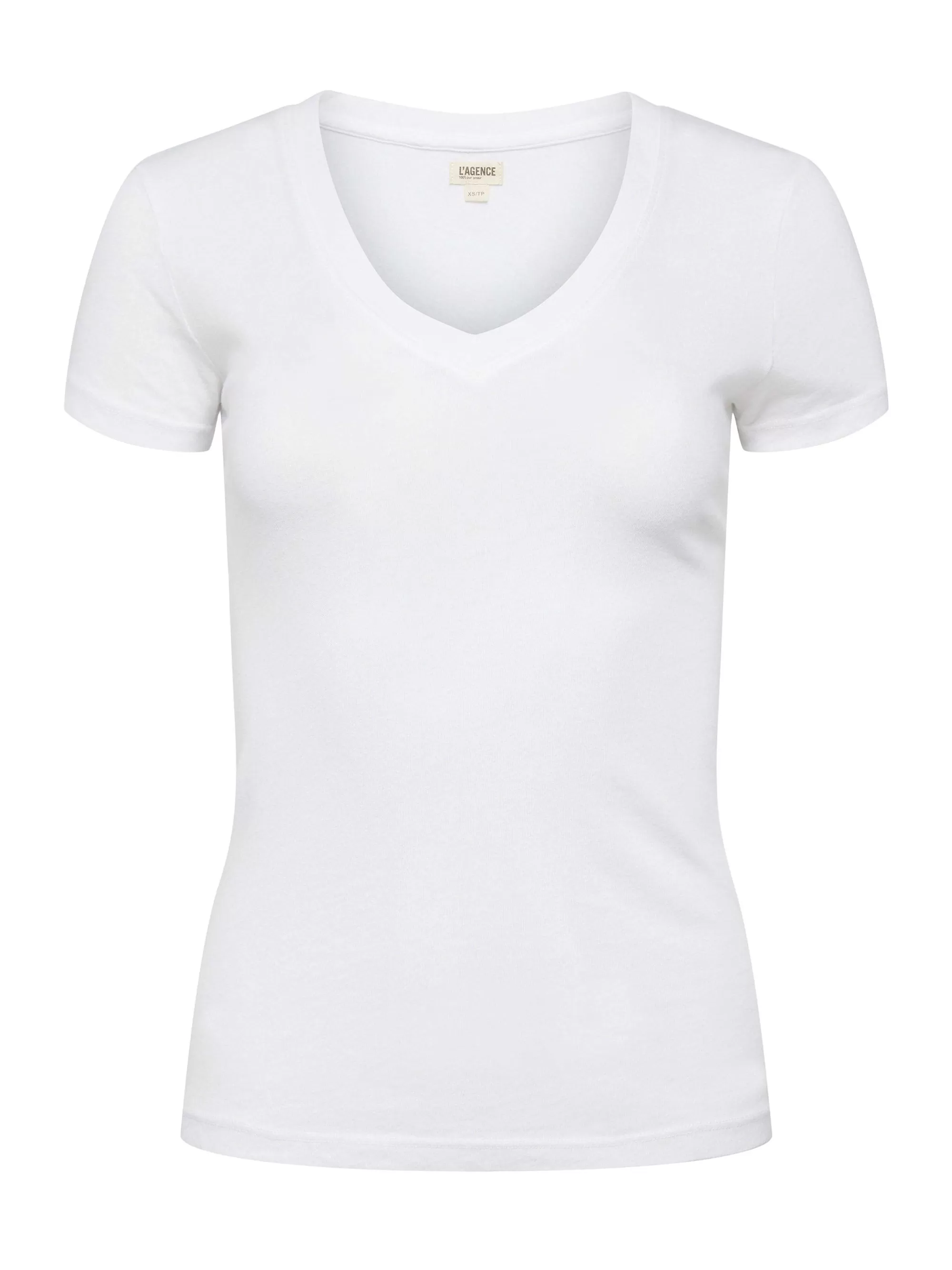 L'AGENCE Becca Katoenen T-Shirt Met V-Hals Wit Hot