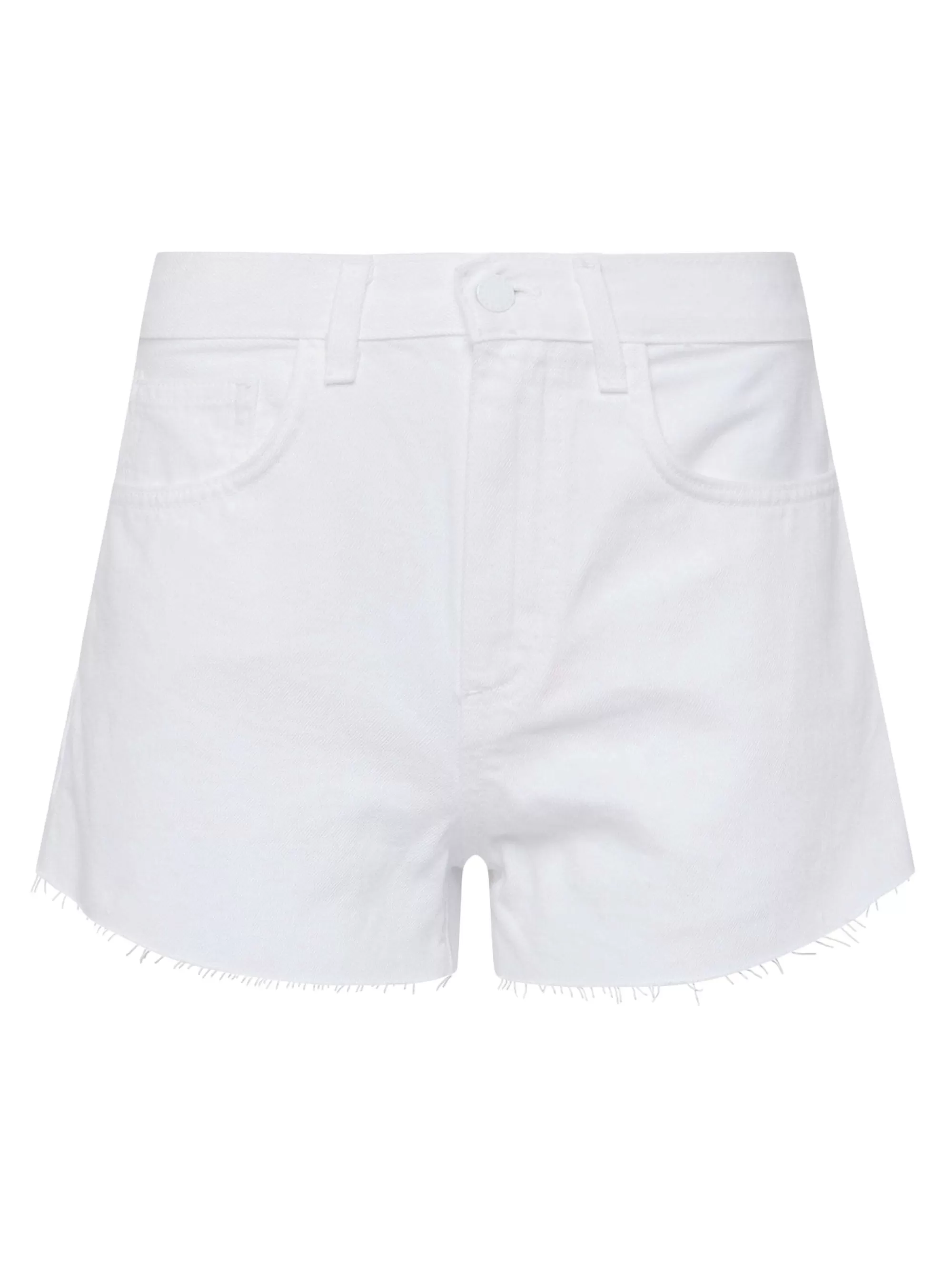 L'AGENCE Beck Denim Short Met Ruwe Zoom Blanco Shop