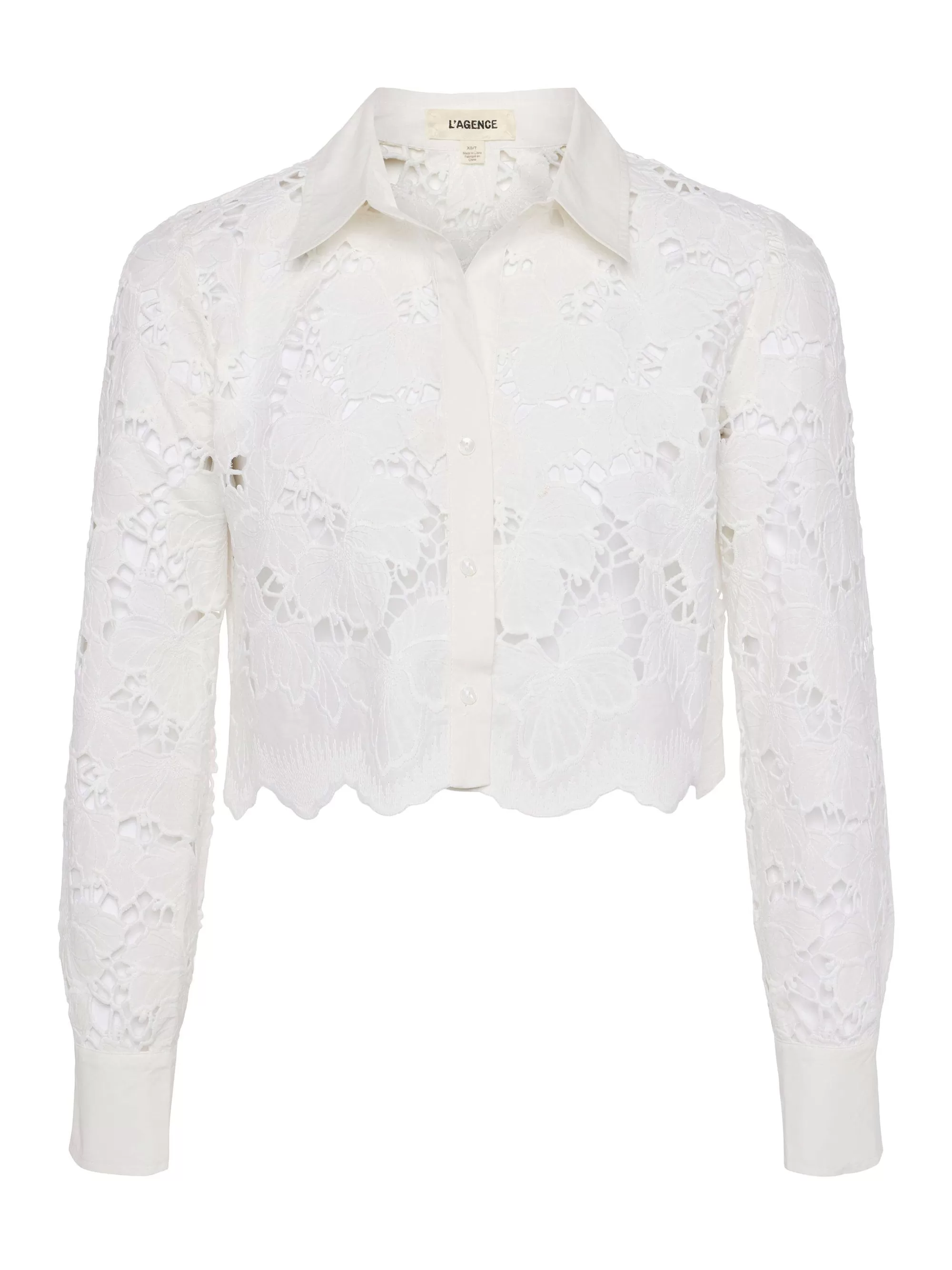 L'AGENCE Bijgesneden Blouse Van Seychelle-Kant Wit Flash Sale