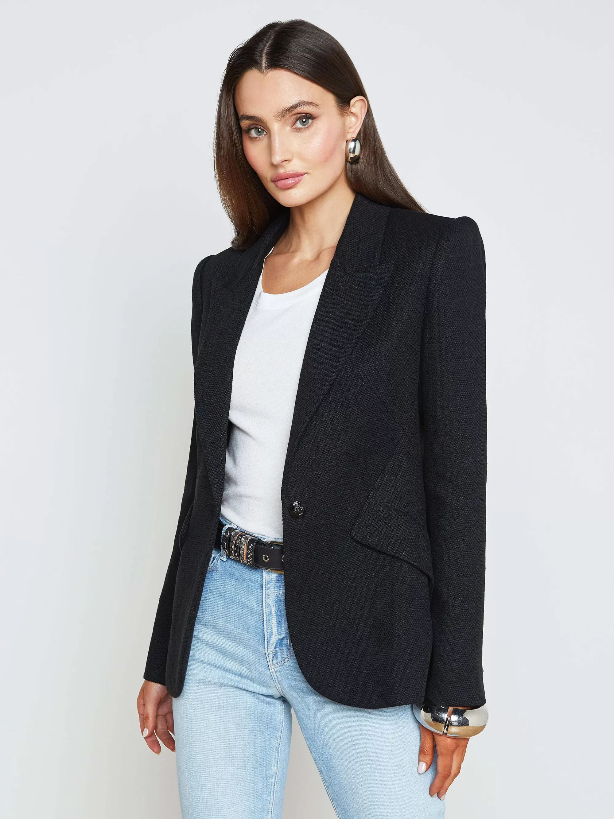 L'AGENCE Chamberlain Blazer Van Linnenmix Zwart Best