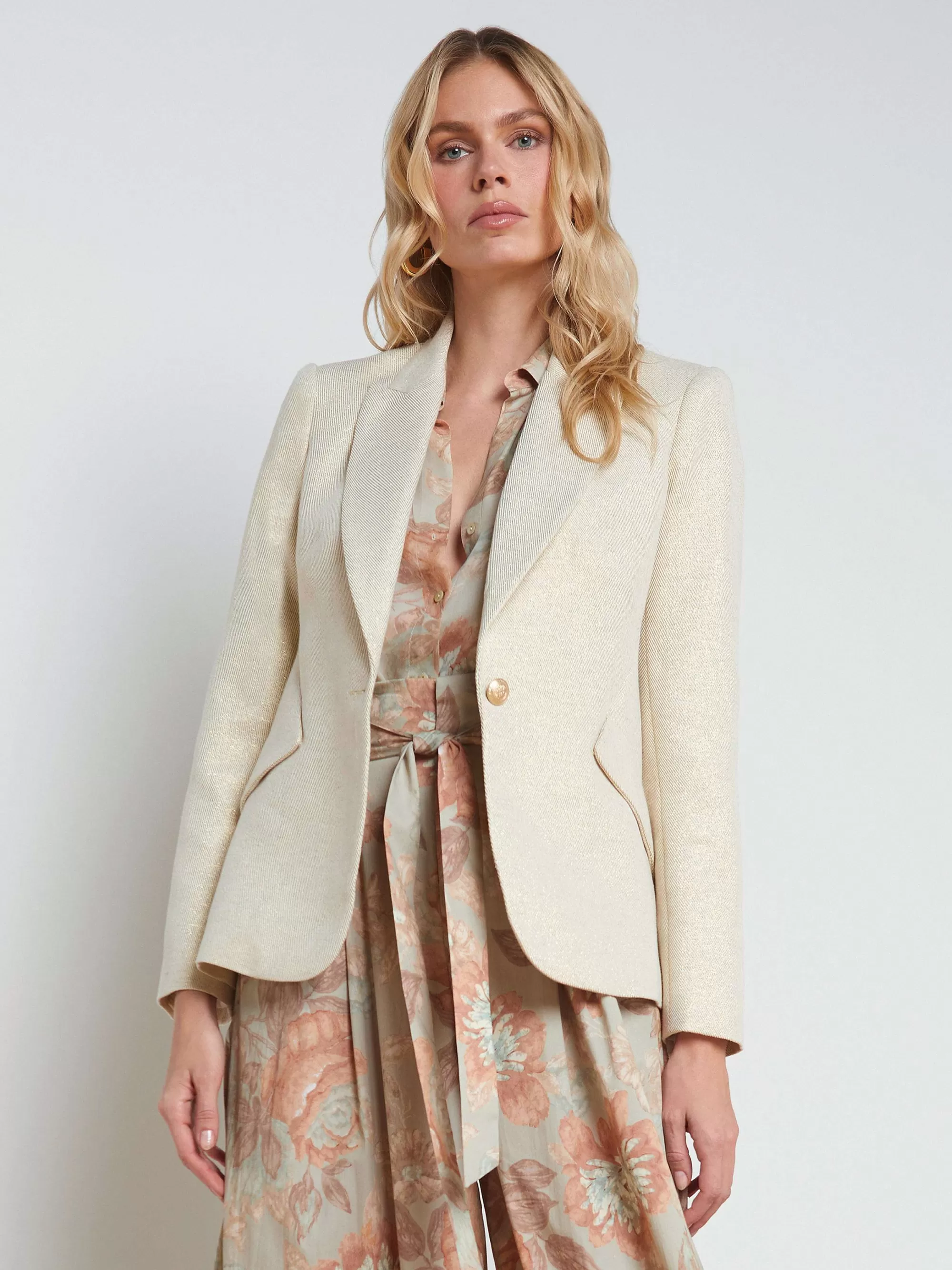 L'AGENCE Chamberlain Blazer Van Linnenmix Ecru/Goud Clearance