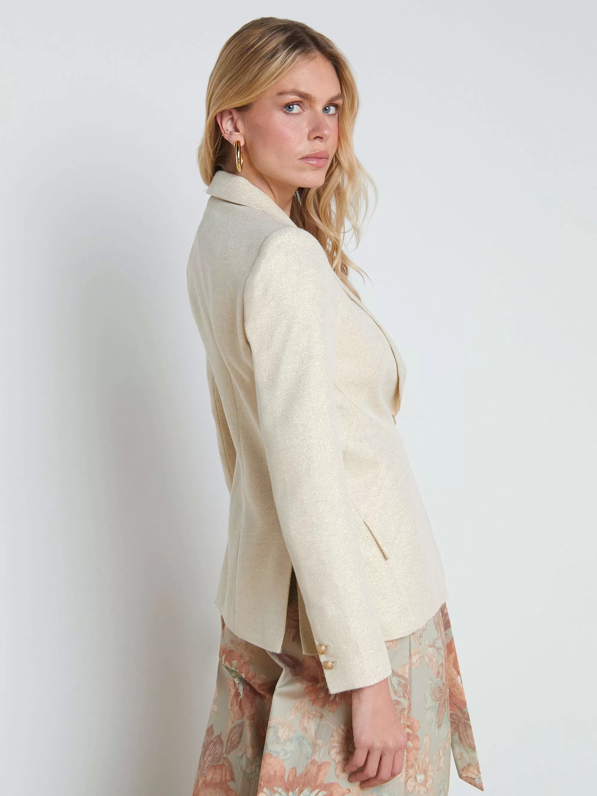 L'AGENCE Chamberlain Blazer Van Linnenmix Ecru/Goud Clearance