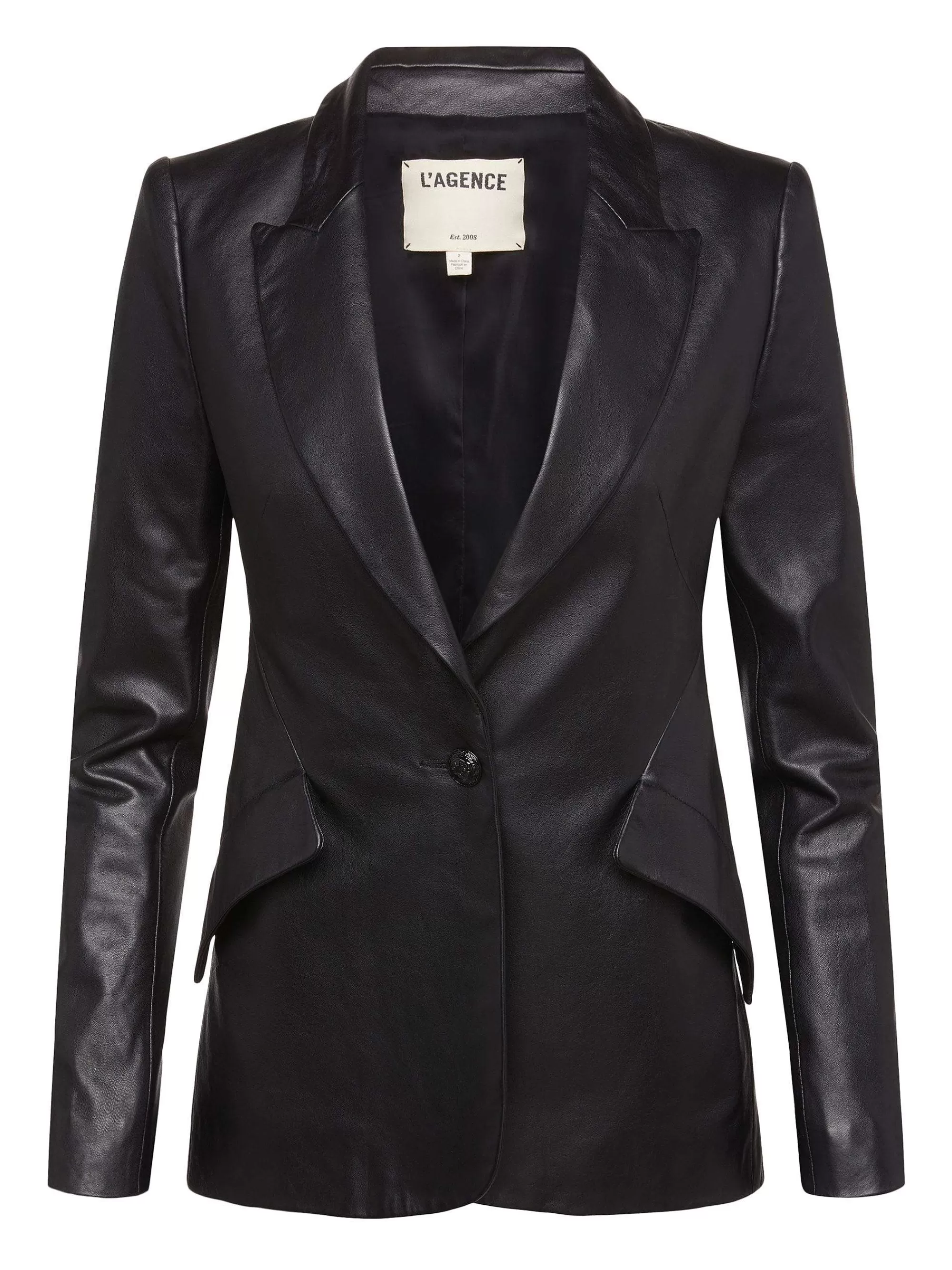 L'AGENCE Chamberlain Leren Blazer Zwart Best