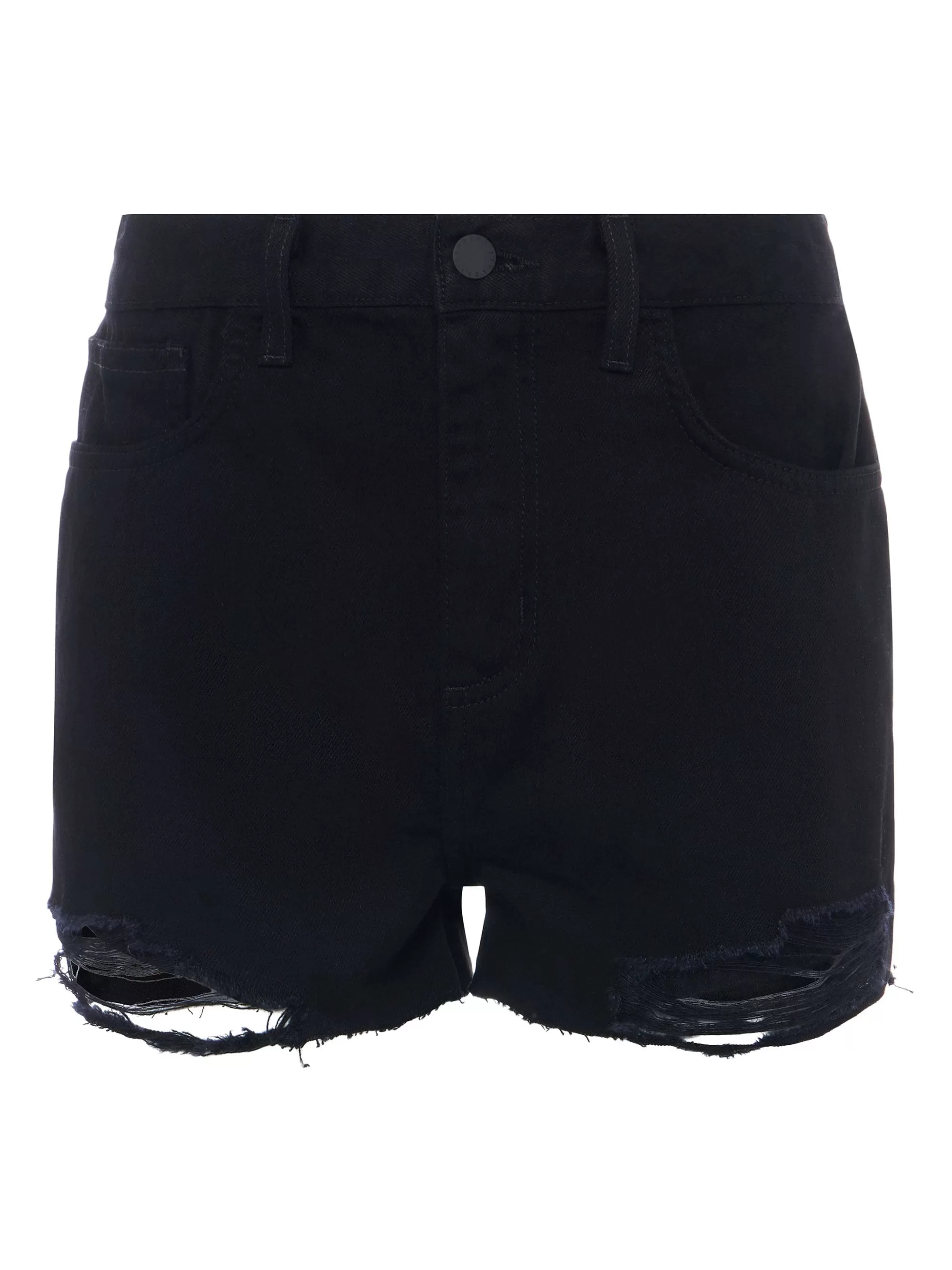 L'AGENCE Clark Noodlijdende Denim Short Noir Vernietigen Outlet