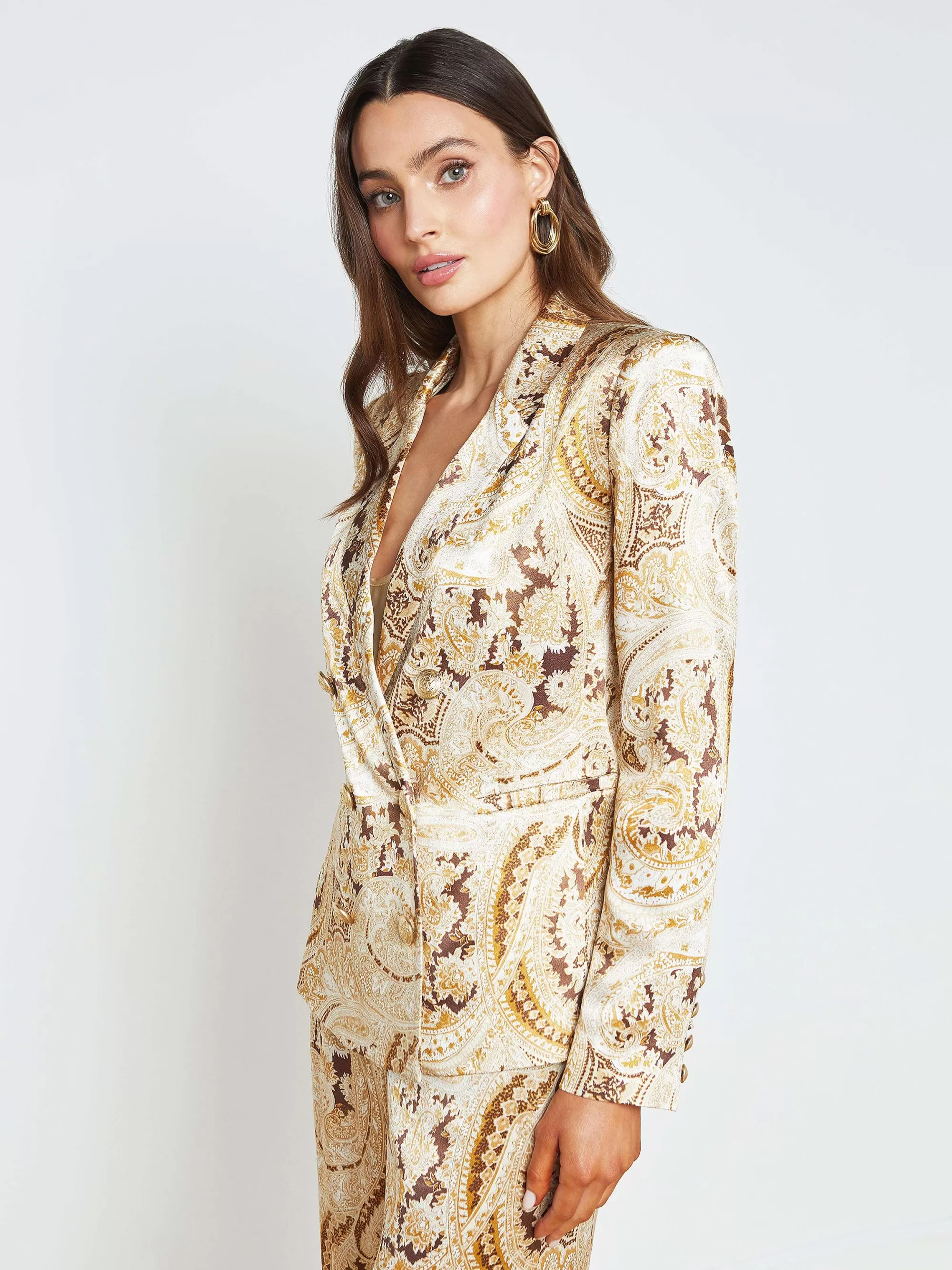 L'AGENCE Colin Blazer Ivoorkleurige Multi Boute Paisley New