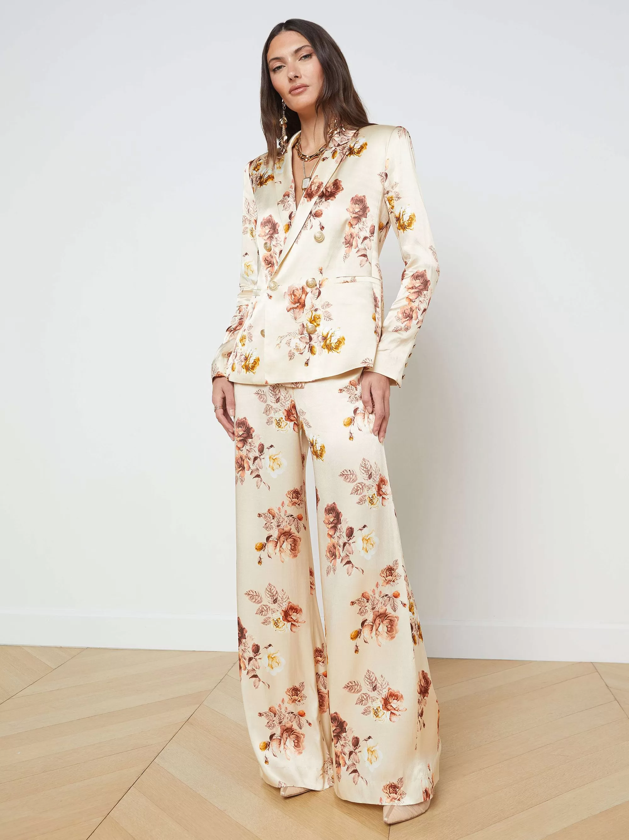 L'AGENCE Colin Blazer Buff Multi Tonaal Rose Bloemen Sale