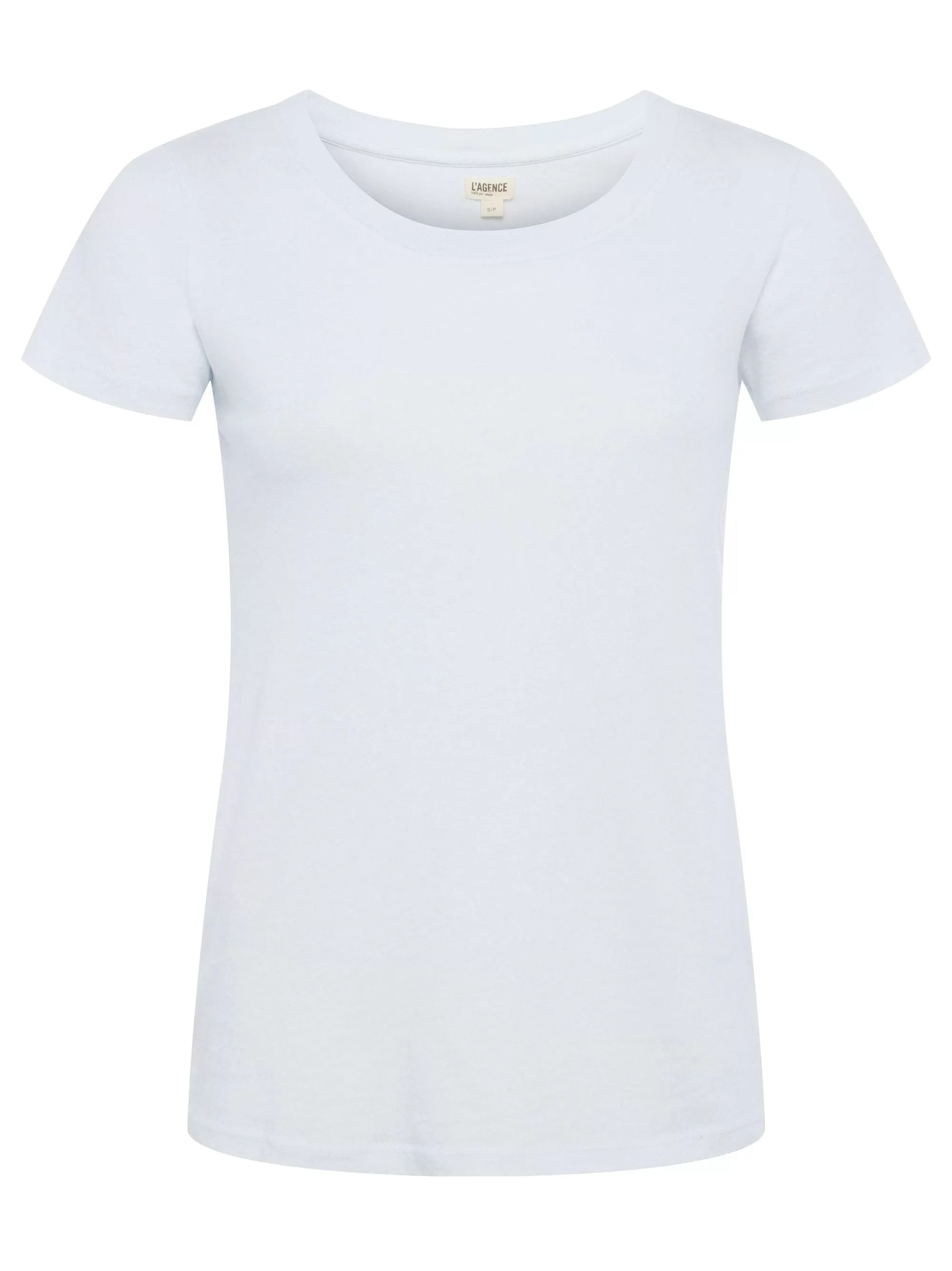 L'AGENCE Cory Katoenen T-Shirt Met Ronde Hals Licht Hemelsblauw Outlet