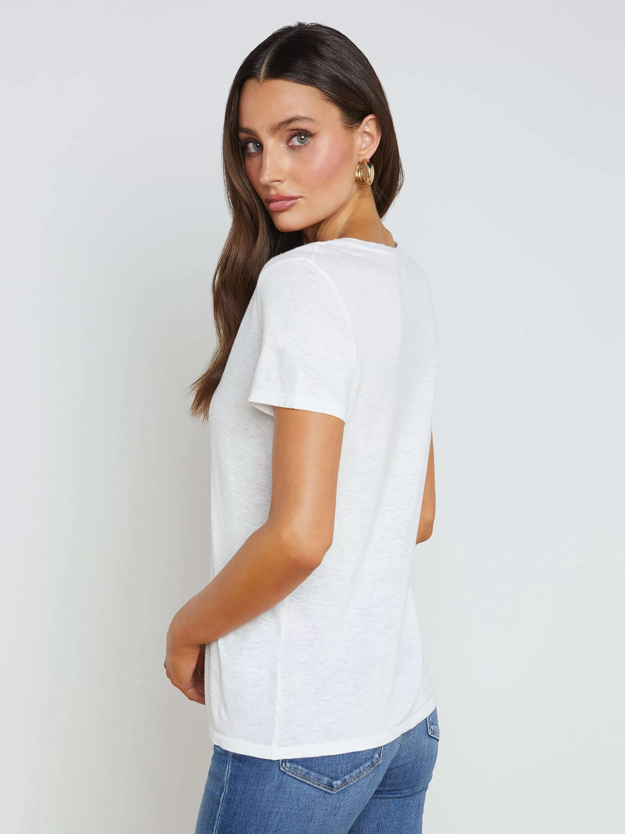 L'AGENCE Daijia T-Shirt Met V-Hals Wit Clearance