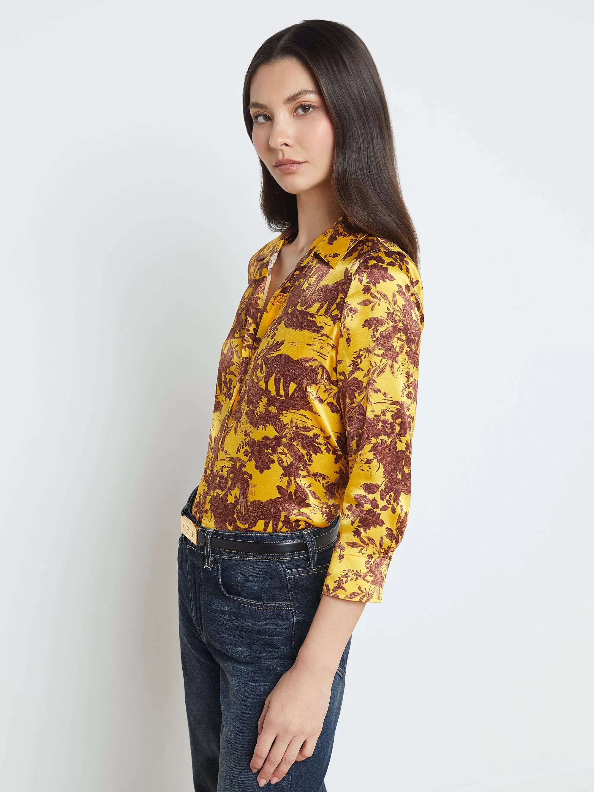 L'AGENCE Dani Zijden Blouse Gele Multi Safari Scenic Outlet