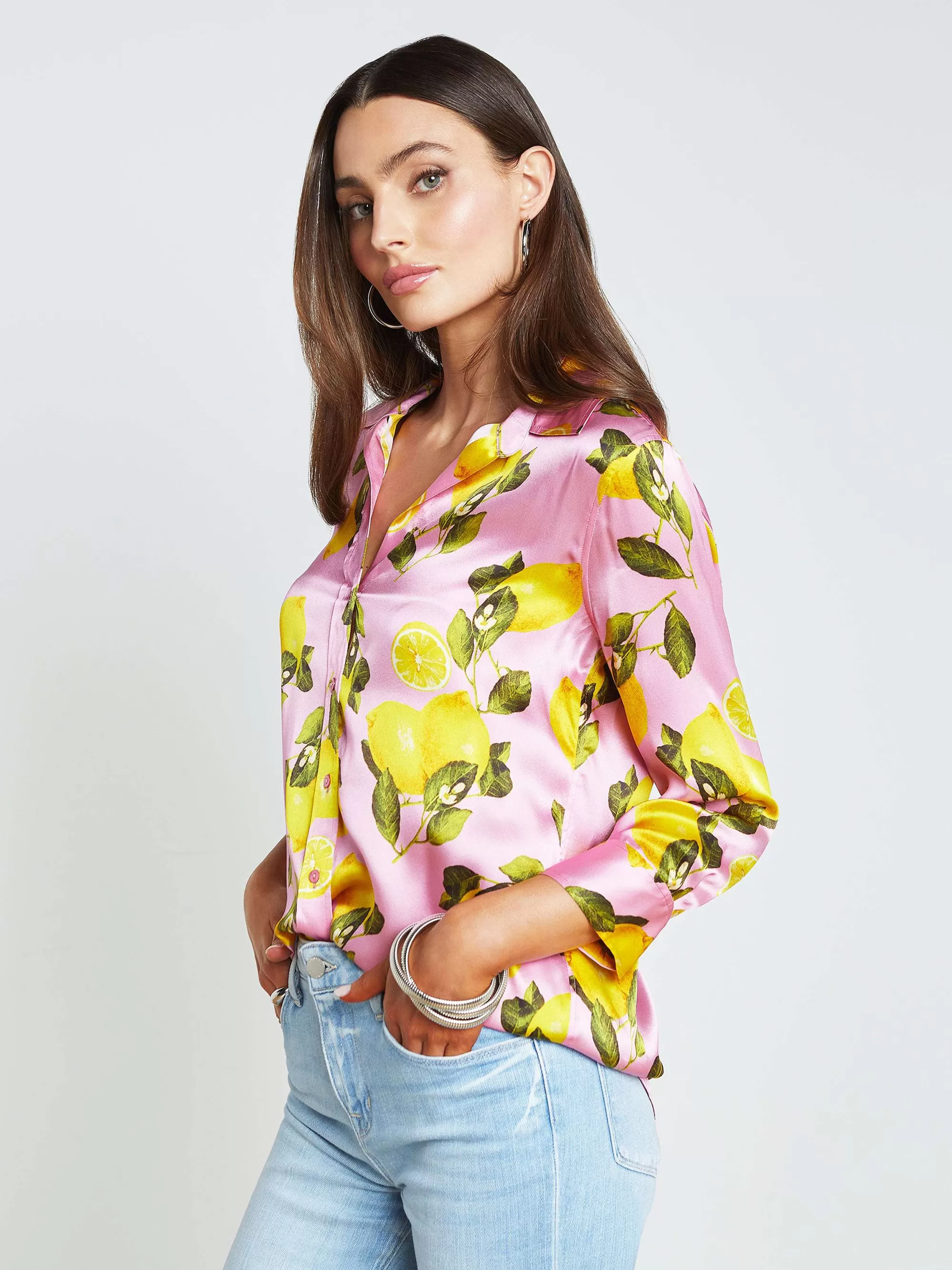 L'AGENCE Dani Zijden Blouse Suikerspin Multi Citroen New