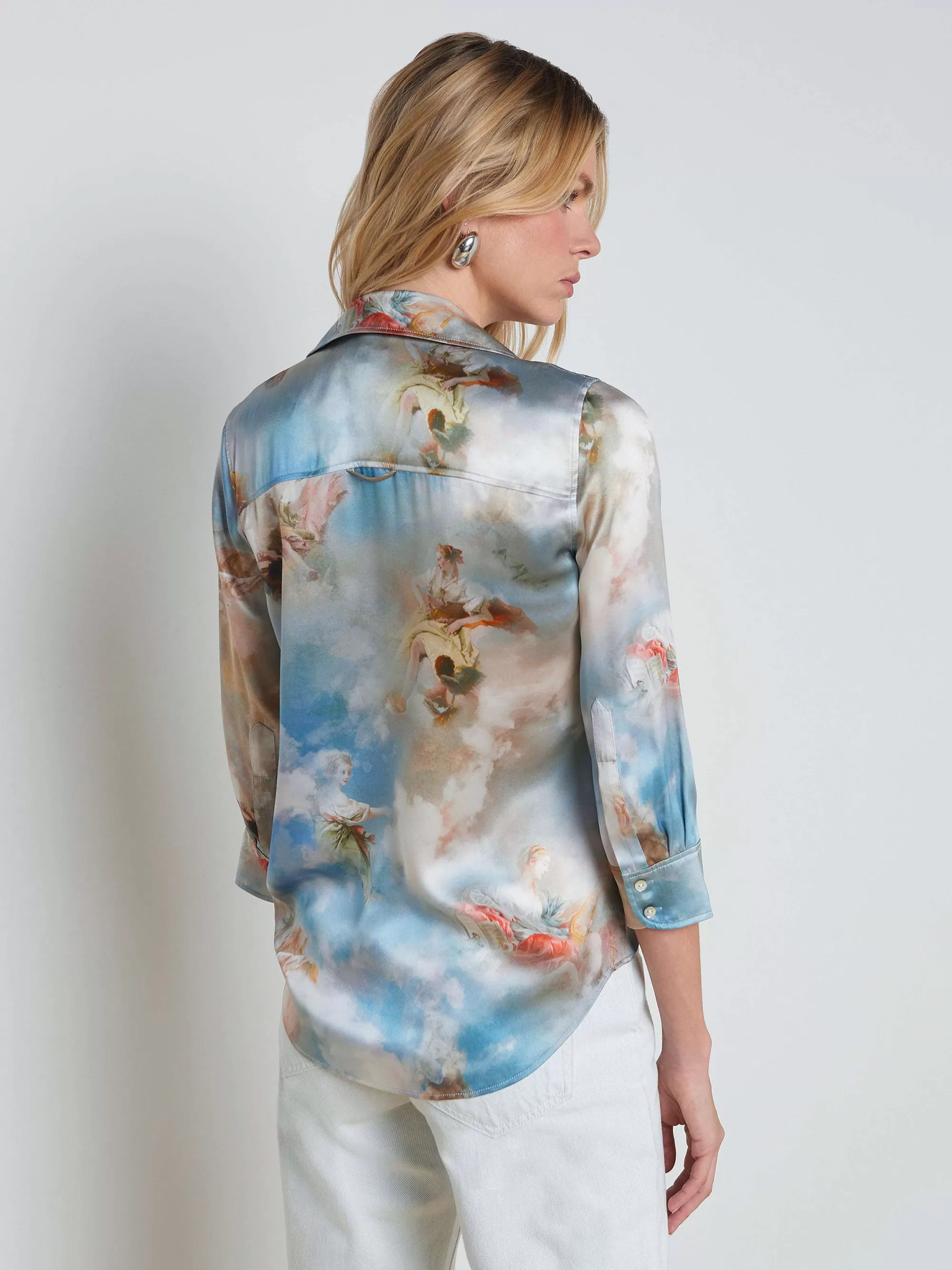 L'AGENCE Dani Zijden Blouse Lichtblauw Multi-Renaissance Cheap