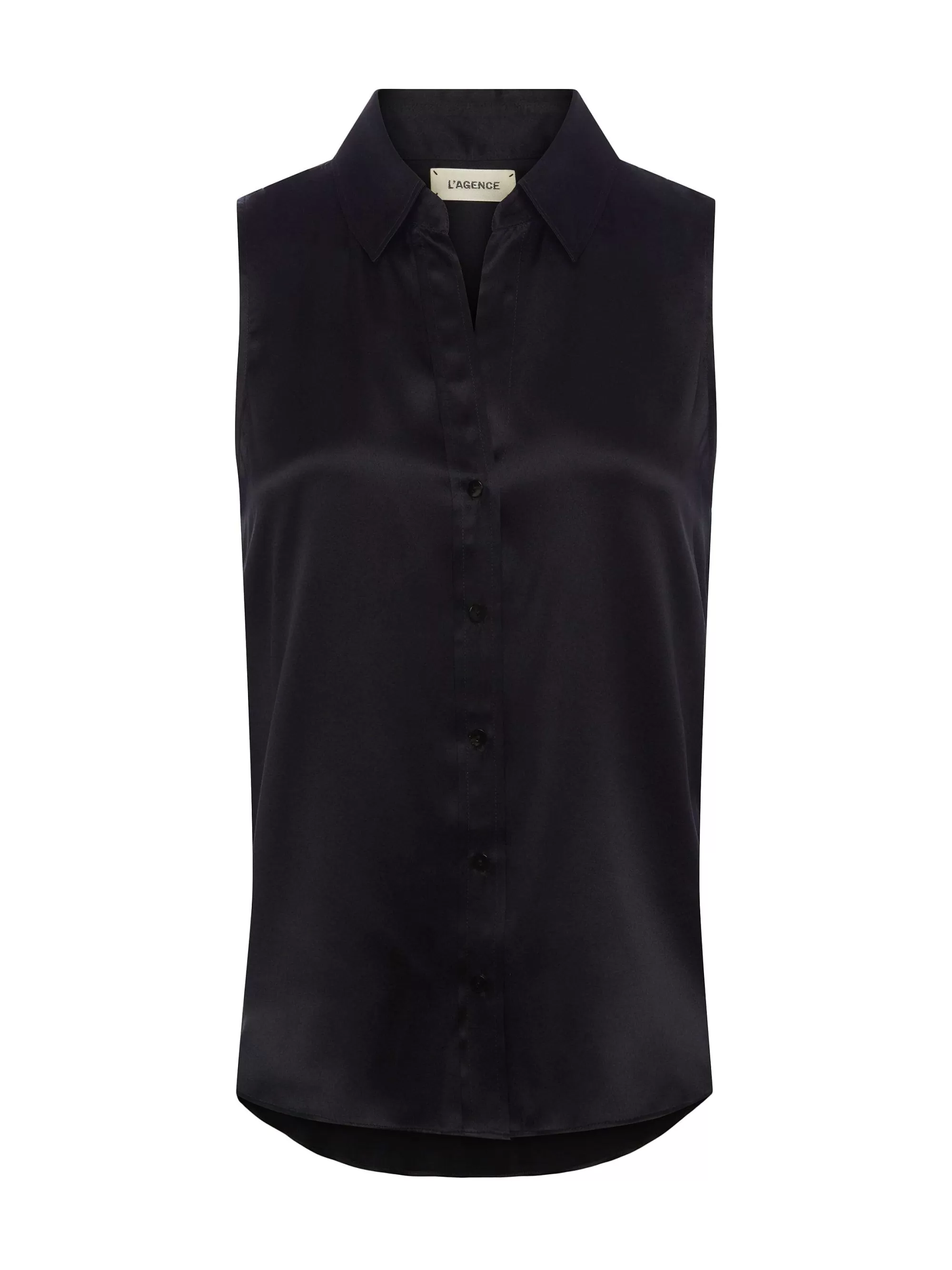 L'AGENCE Emmy Mouwloze Zijden Blouse Zwart Best Sale