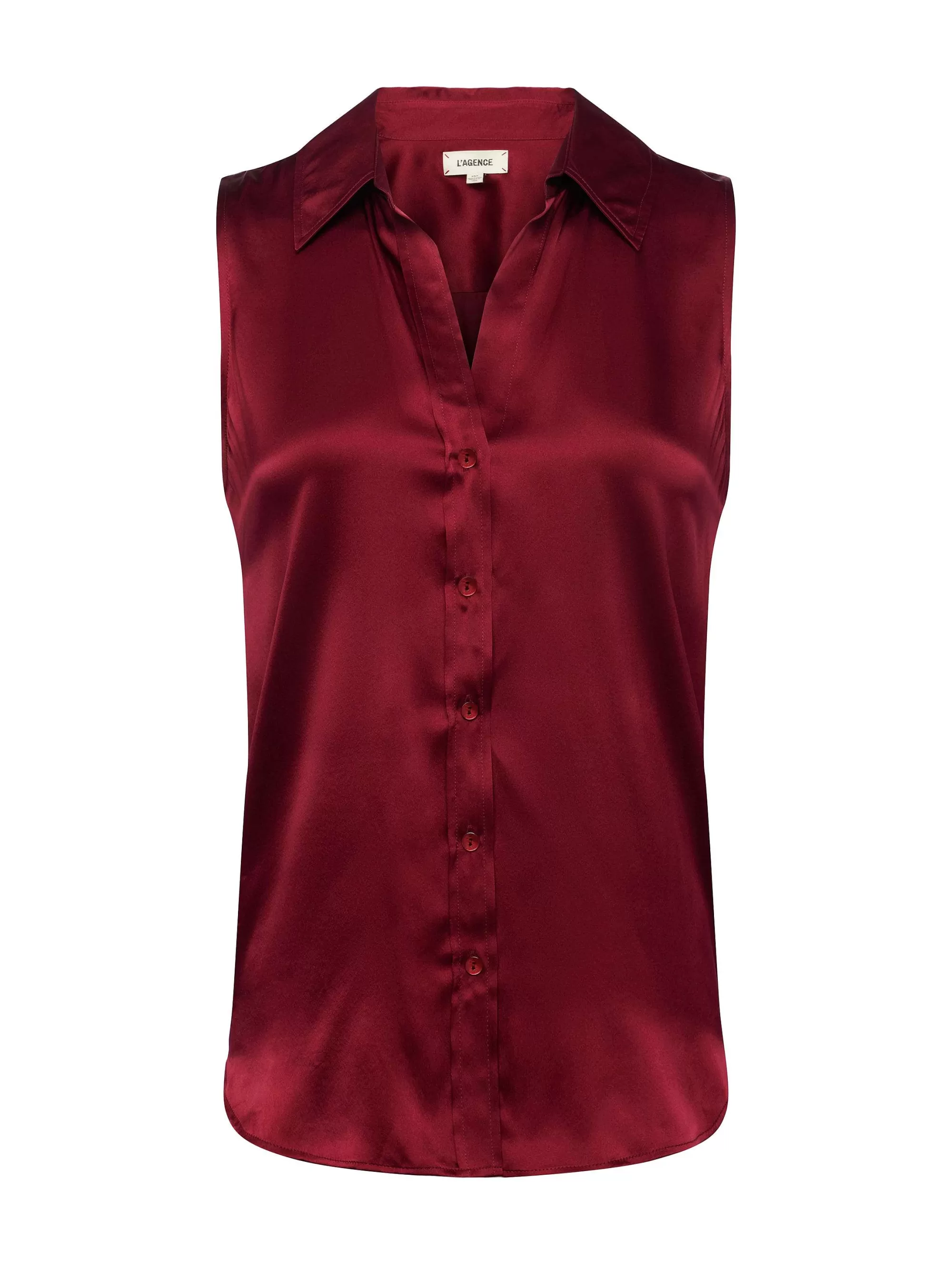 L'AGENCE Emmy Mouwloze Zijden Blouse Donker Bordeaux Clearance