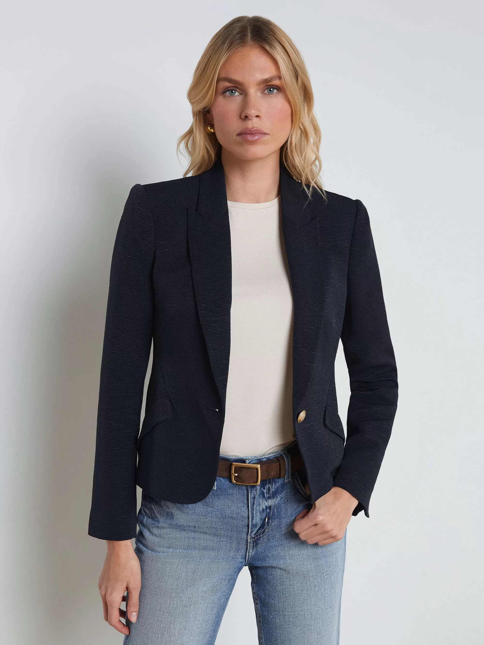 L'AGENCE Jennah Getextureerde Blazer Middernacht/Oversized Ketting Outlet