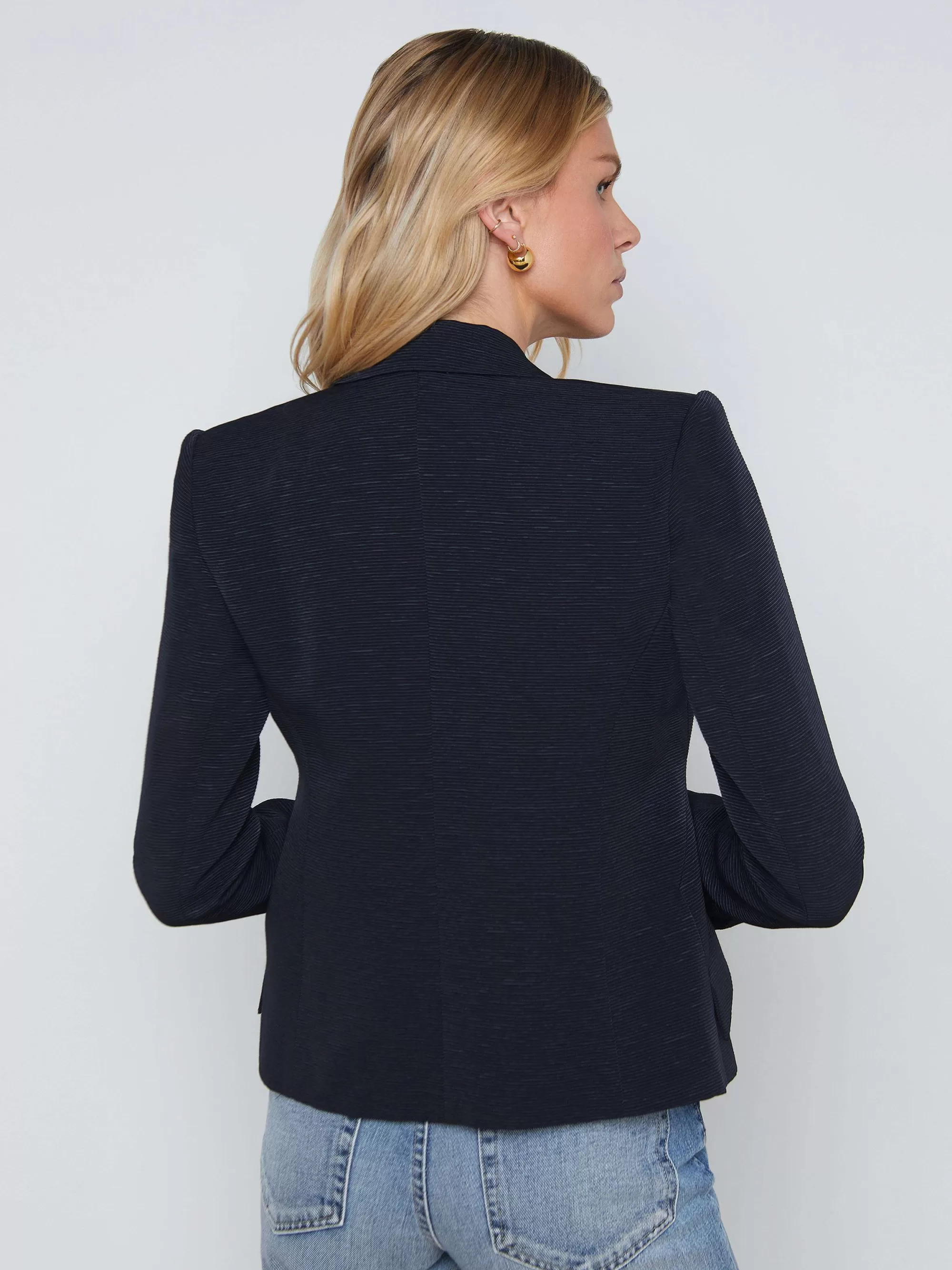 L'AGENCE Jennah Getextureerde Blazer Middernacht/Oversized Ketting Outlet