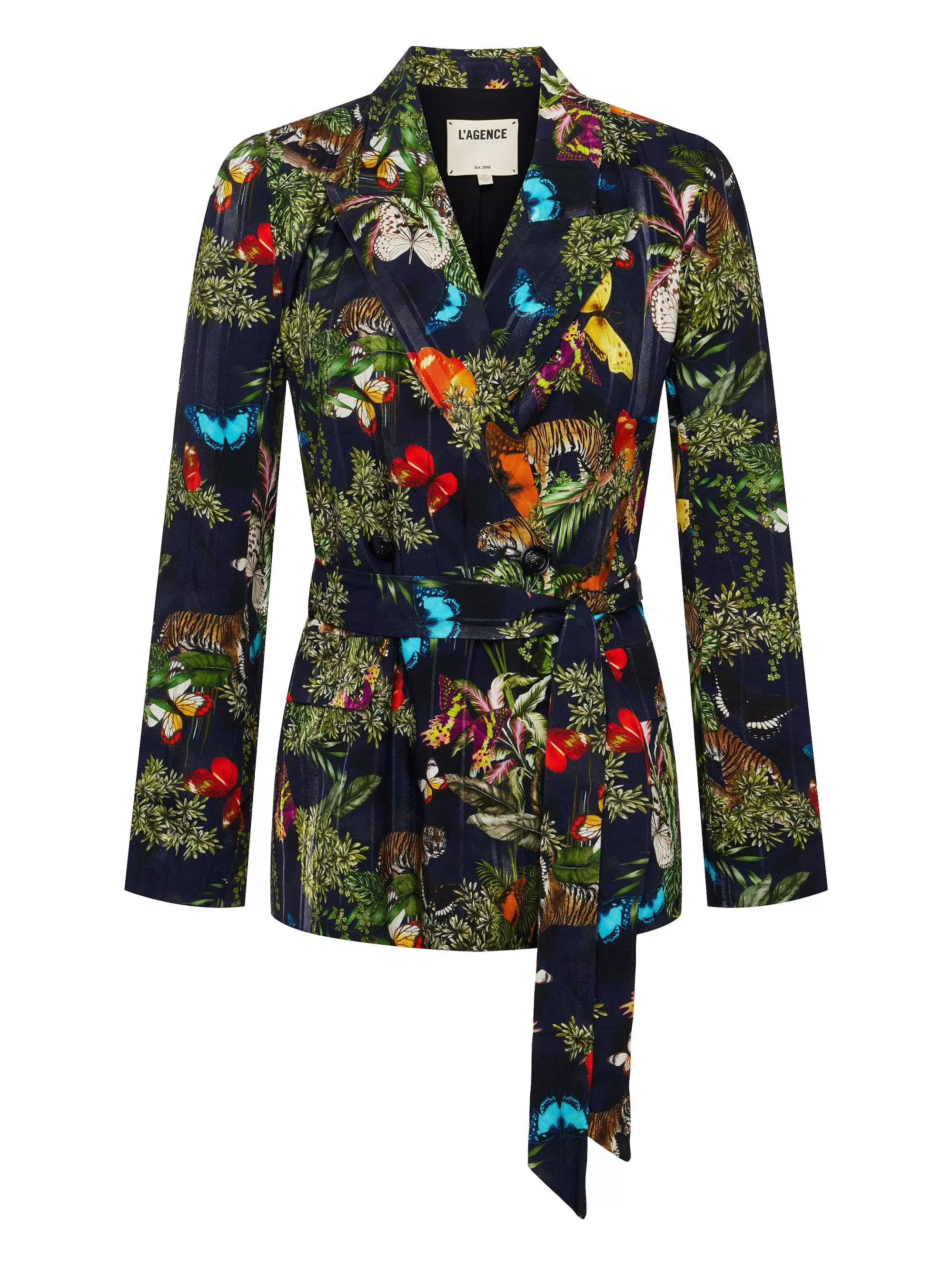 L'AGENCE Jordana Wikkelblazer Zwarte Multi Vlinder Tijger Jungle Flash Sale