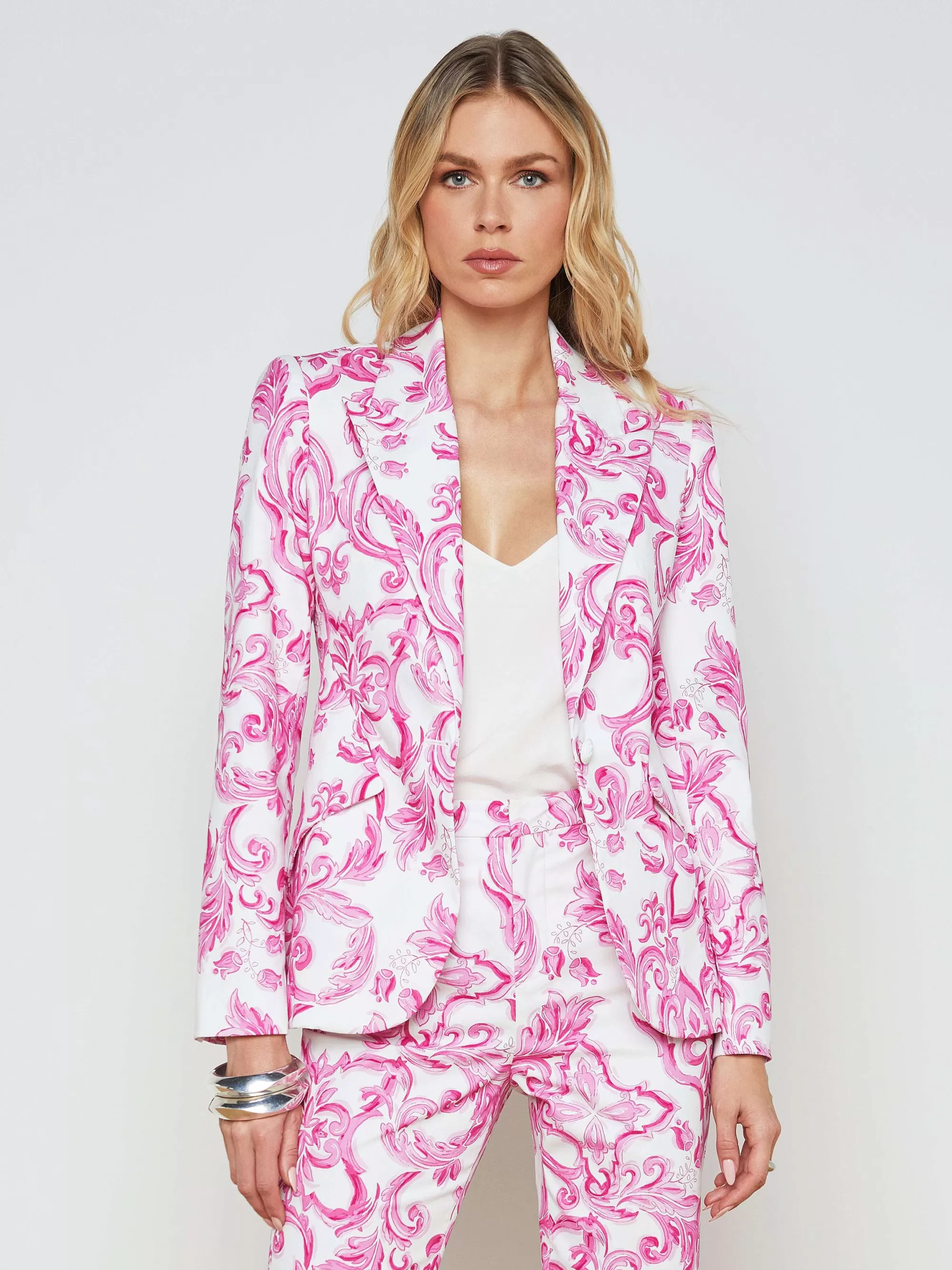 L'AGENCE Kamerheer Blazer Wit/Roze Mediterrane Tegel New