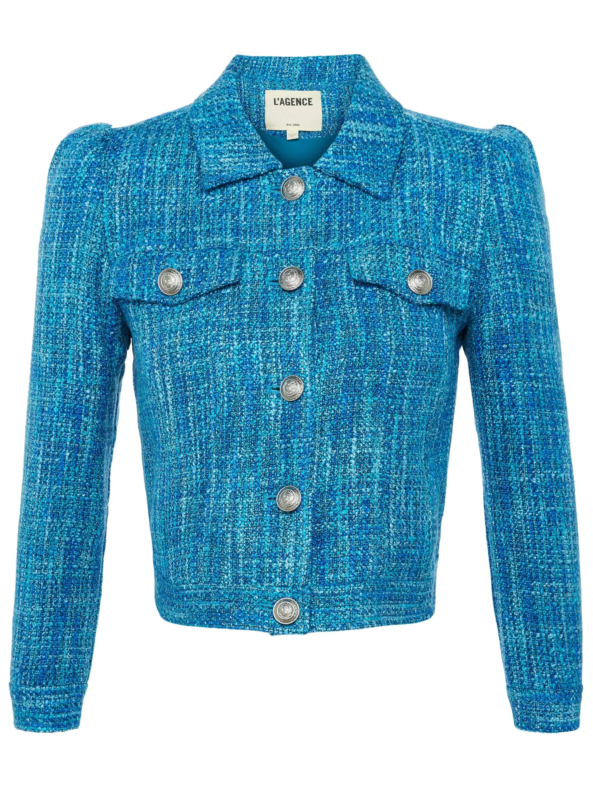 L'AGENCE Kasey Tweed-Jasje Caribisch Blauwe Multi-Tweed Outlet