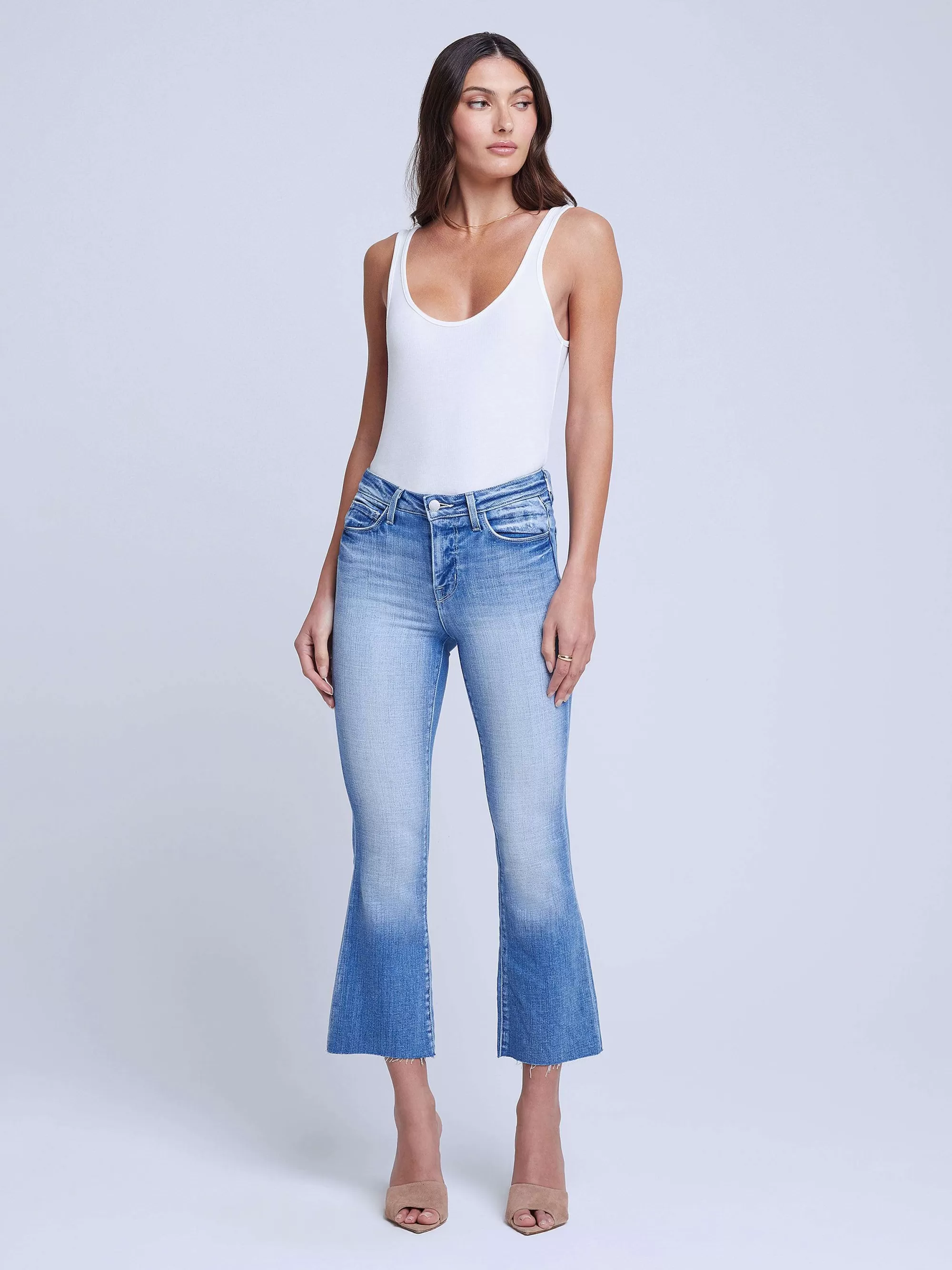 L'AGENCE Kendra Cropped Flare-Jeans Balboa Discount