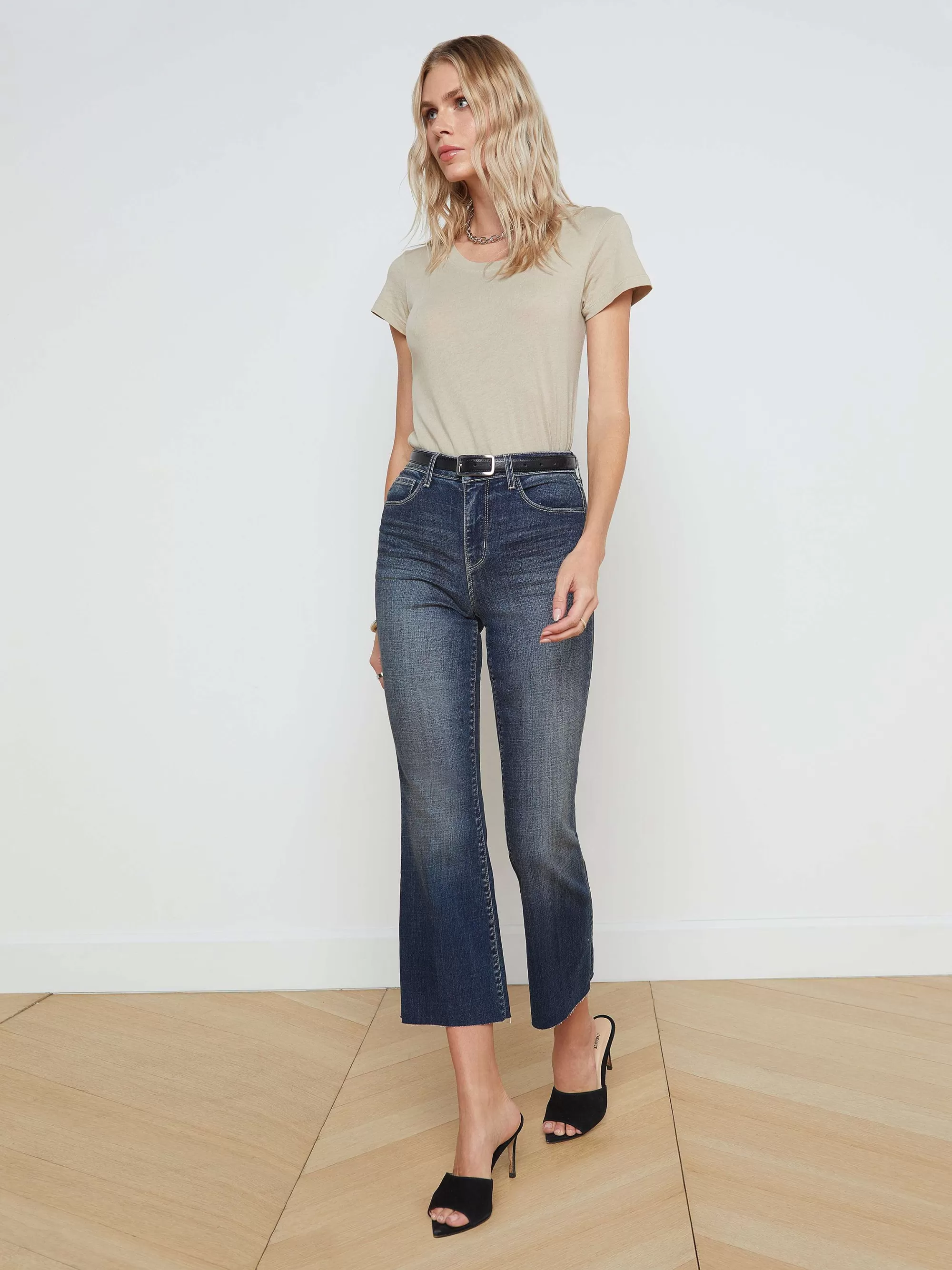 L'AGENCE Kendra Cropped Flare-Jeans Napels Flash Sale