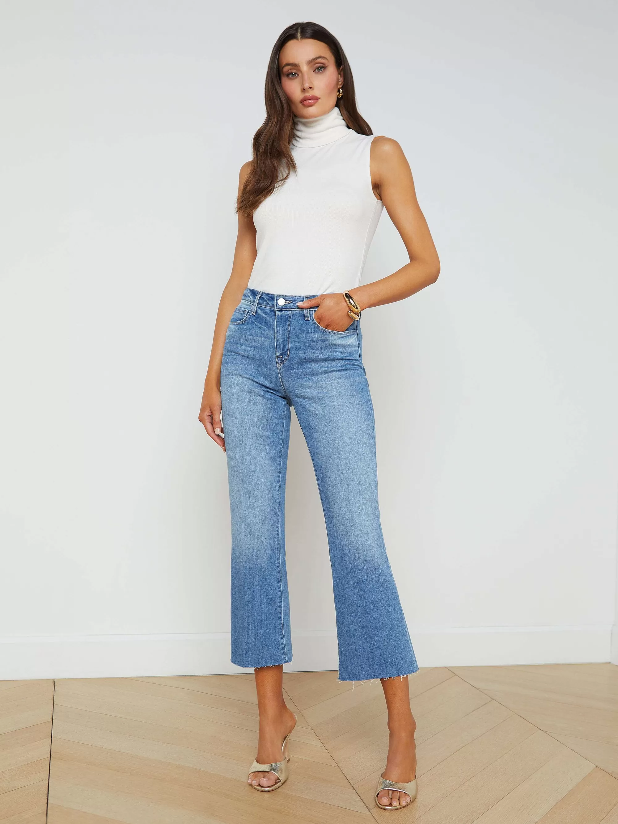 L'AGENCE Kendra Cropped Flare-Jeans Alamo Online