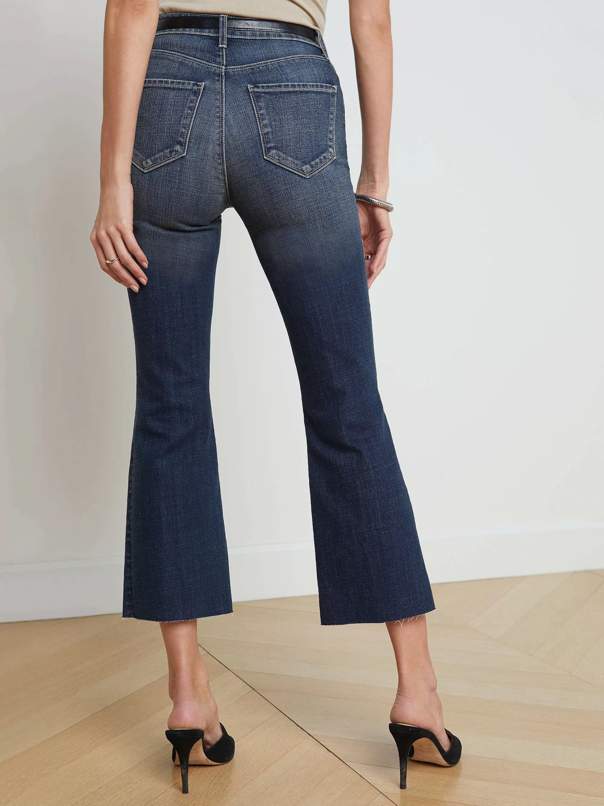 L'AGENCE Kendra Cropped Flare-Jeans Napels Flash Sale