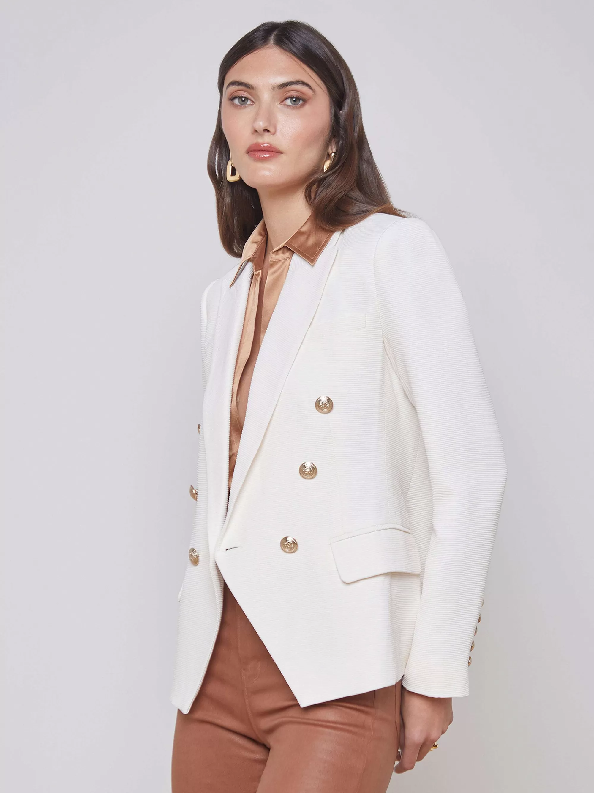 L'AGENCE Kenzie Blazer Ivoor/Parelzilver Best Sale