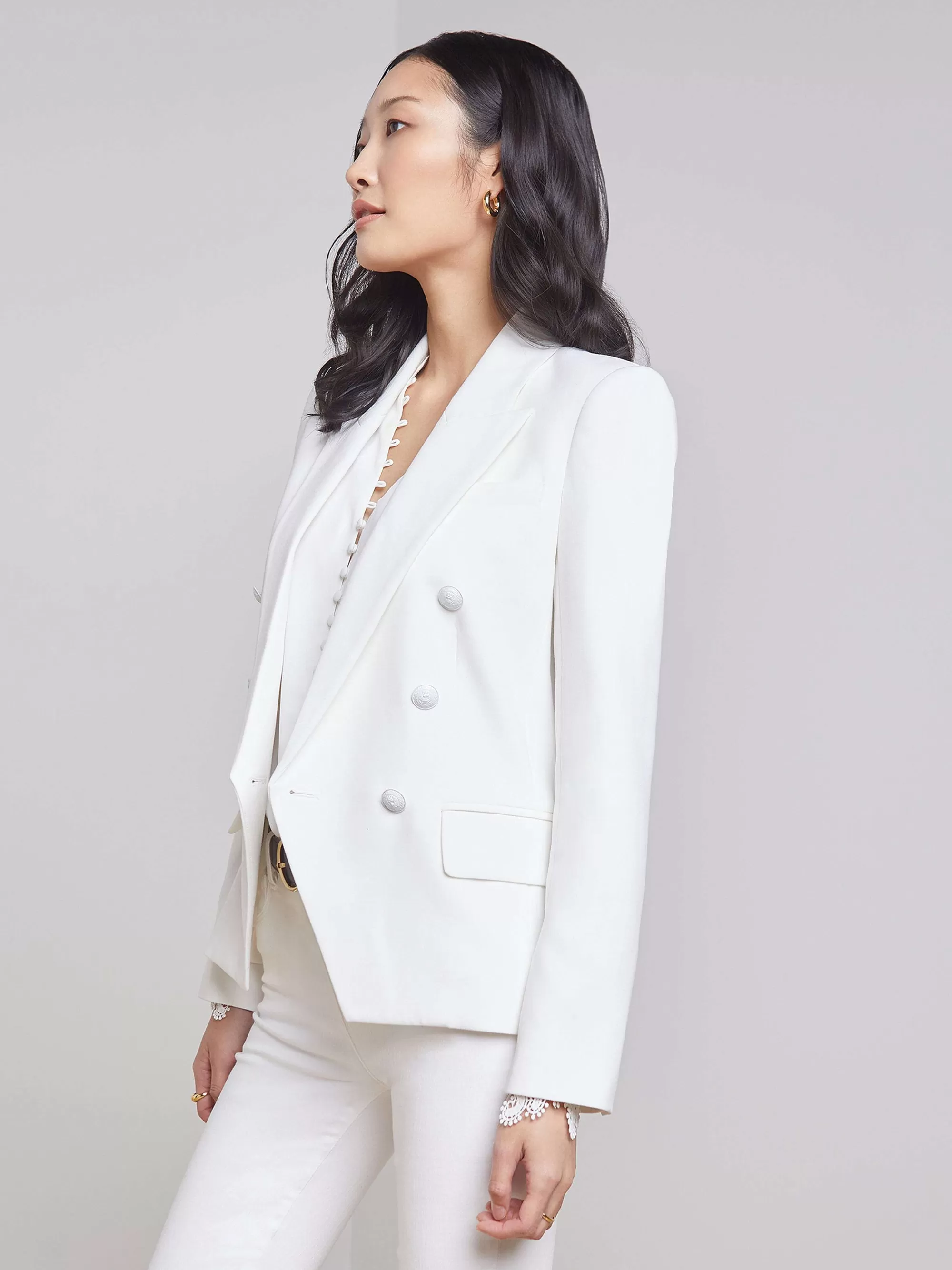 L'AGENCE Kenzie Blazer Wit Wit Cheap