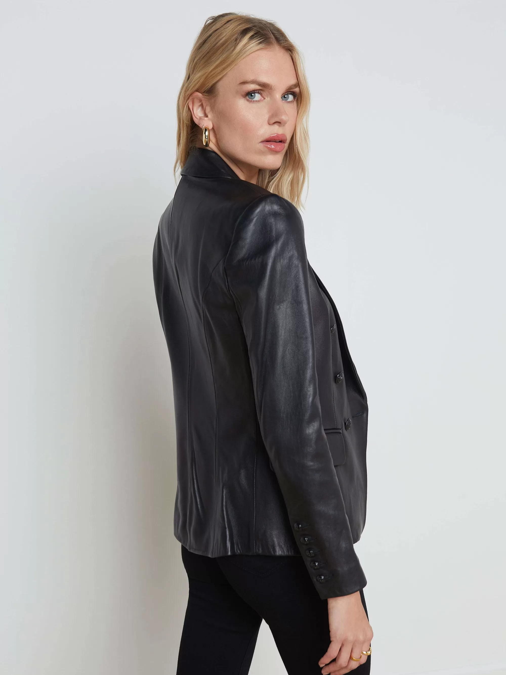 L'AGENCE Kenzie Leren Blazer Zwart Zwart New