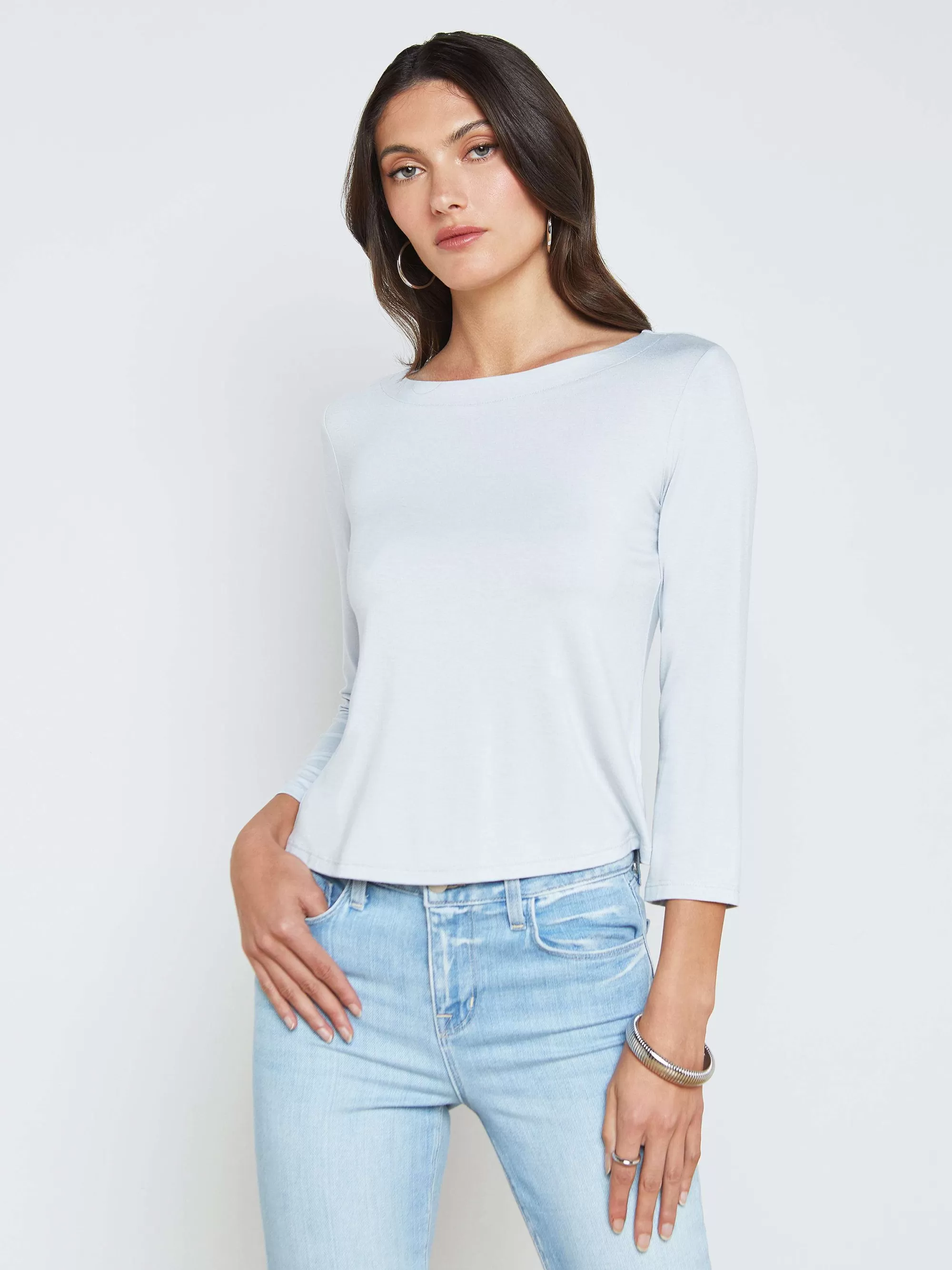 L'AGENCE Lexa Top Met Boothals Parijse Blauw Flash Sale