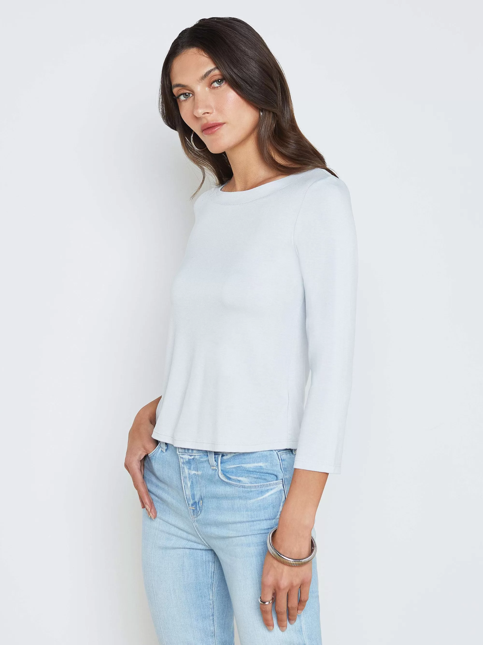 L'AGENCE Lexa Top Met Boothals Parijse Blauw Flash Sale