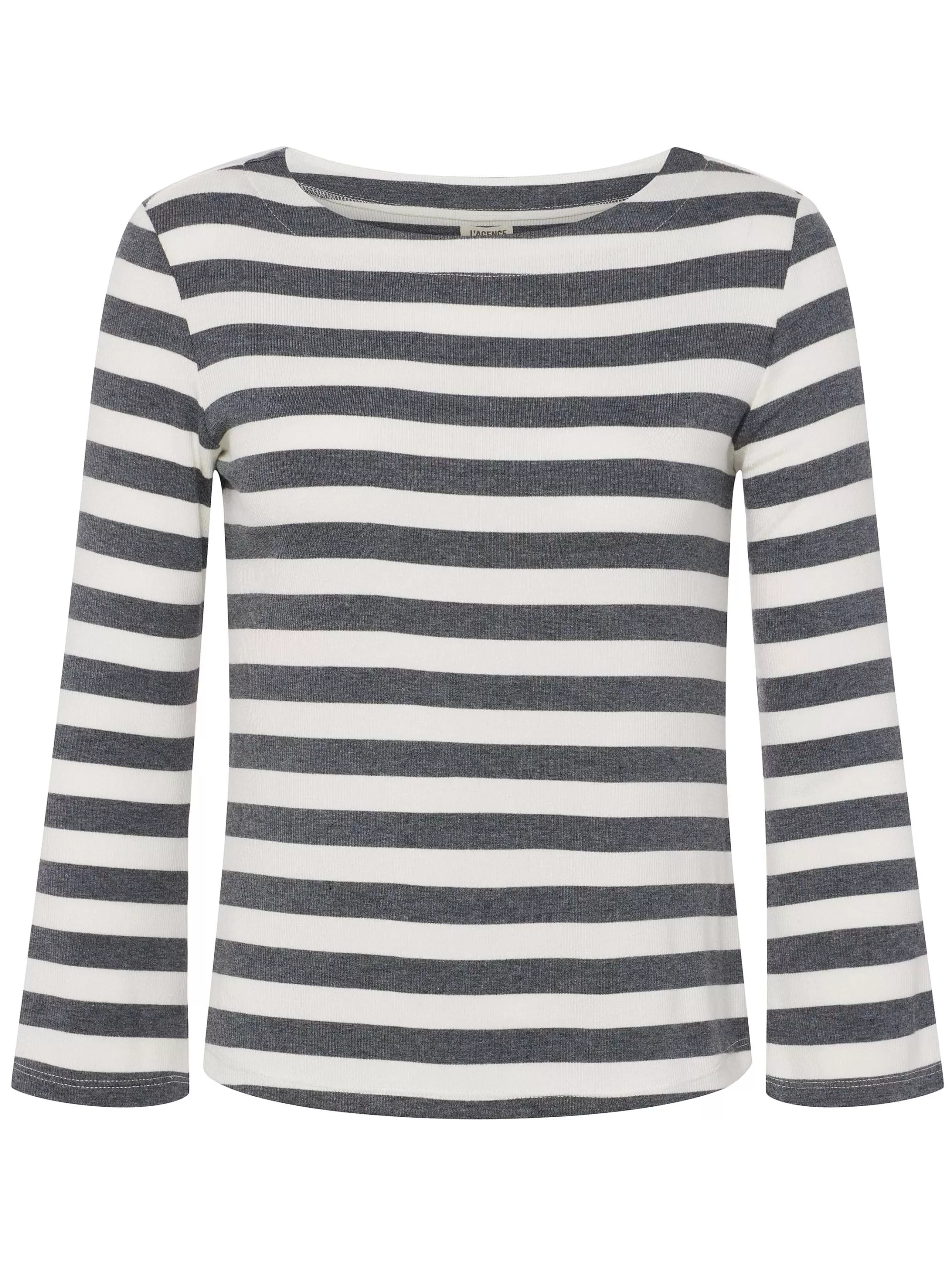 L'AGENCE Lucille Top Met Boothals Marengo/Witte Streep Flash Sale