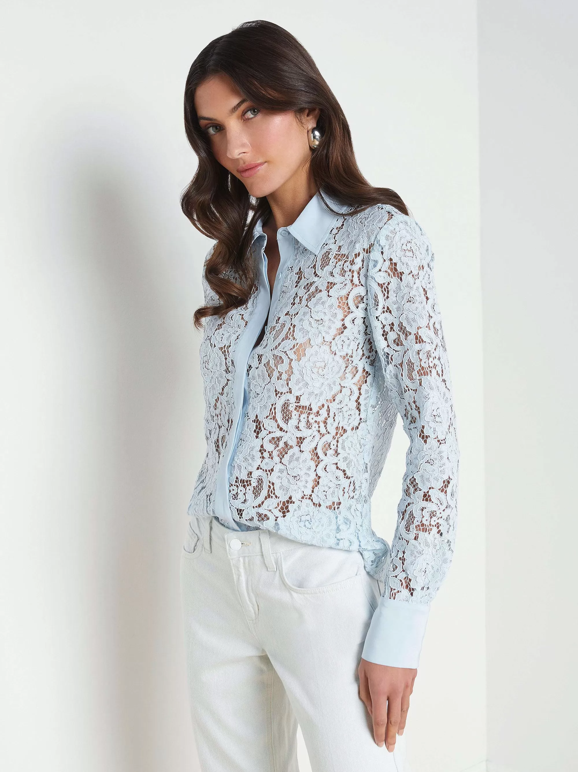 L'AGENCE Maia Bloemen Kanten Blouse Ijswater Discount