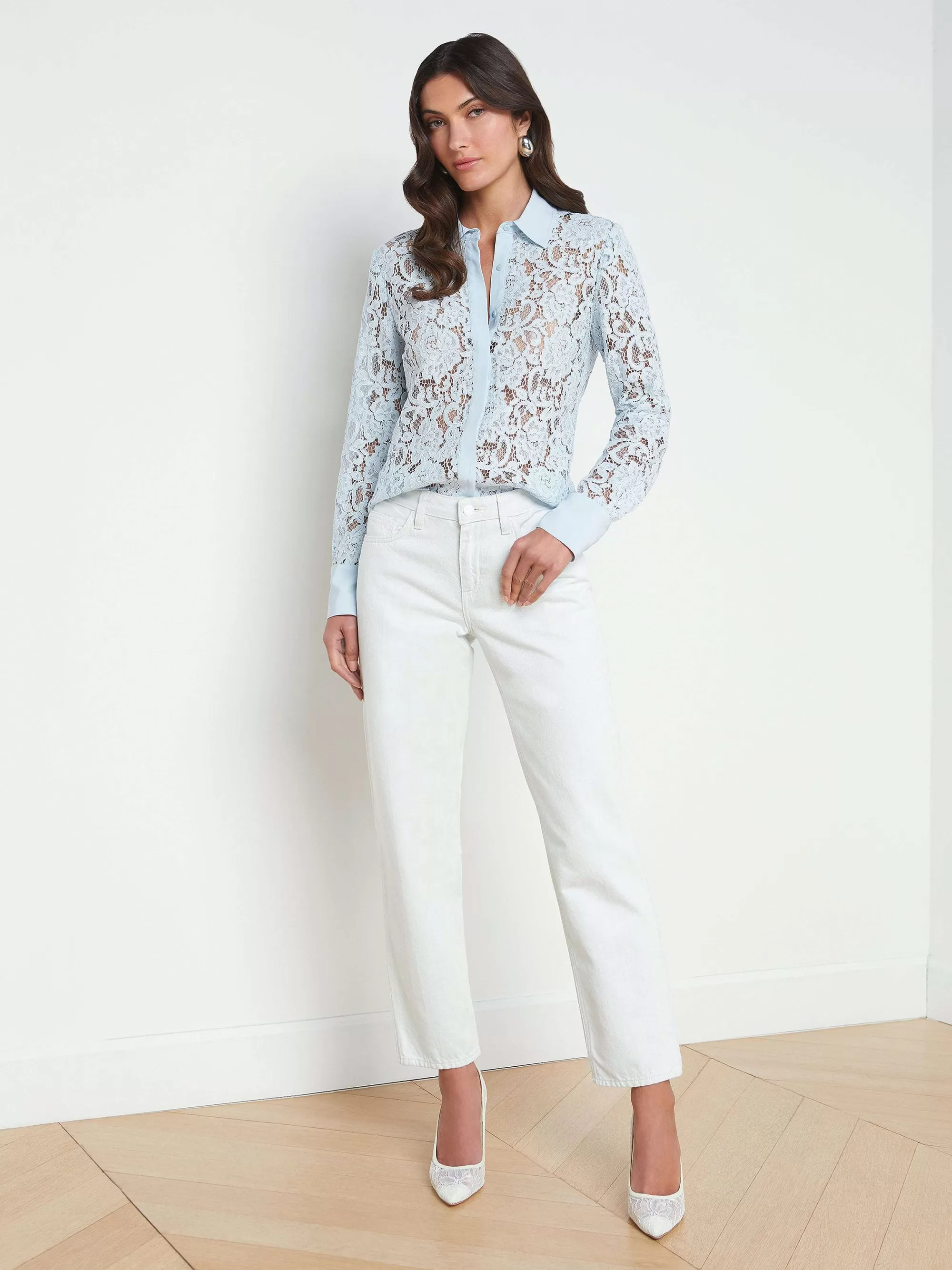 L'AGENCE Maia Bloemen Kanten Blouse Ijswater Discount