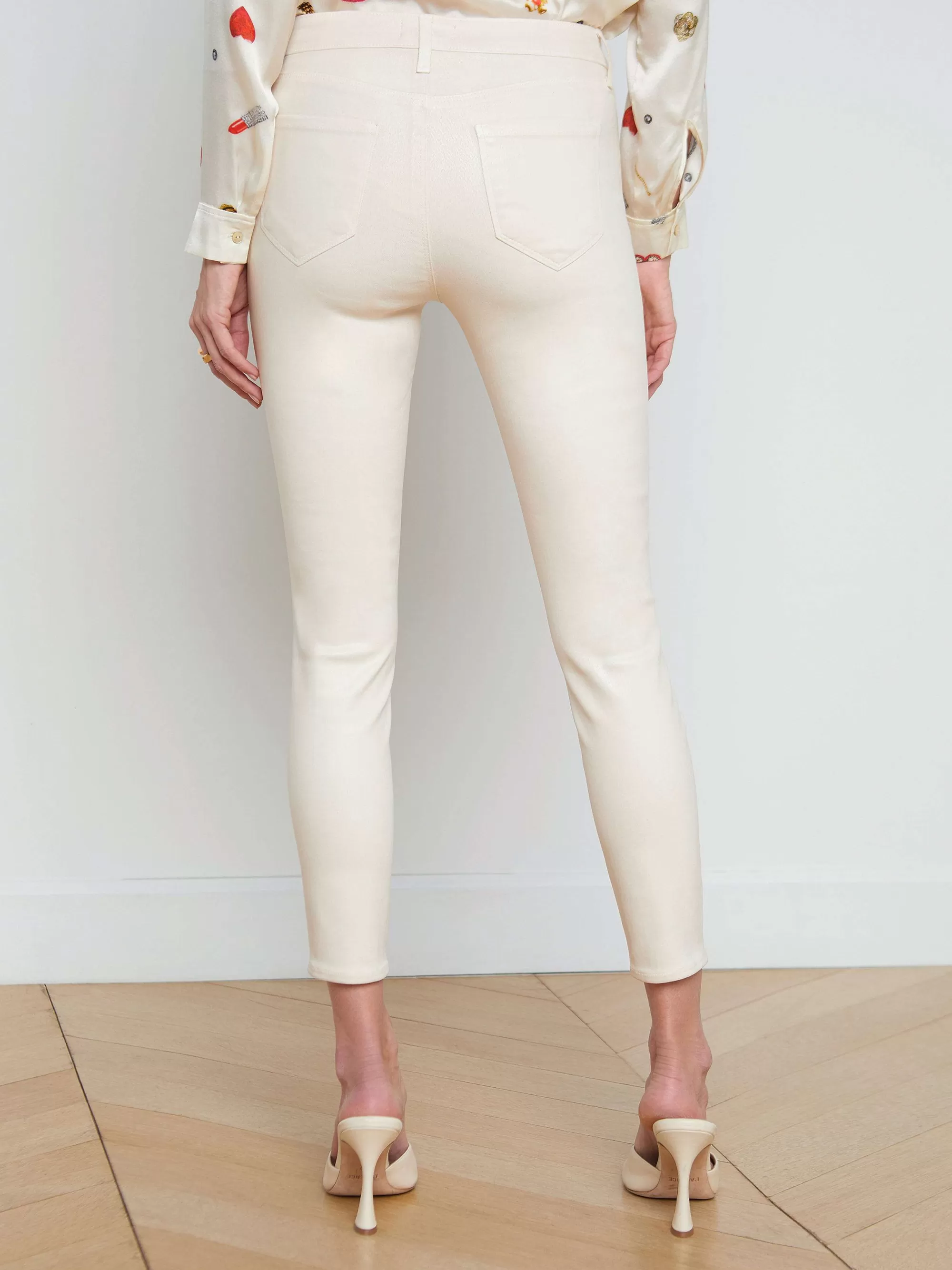 L'AGENCE Margot Gecoate Skinny Jeans Franse Vanille Gecoat Discount