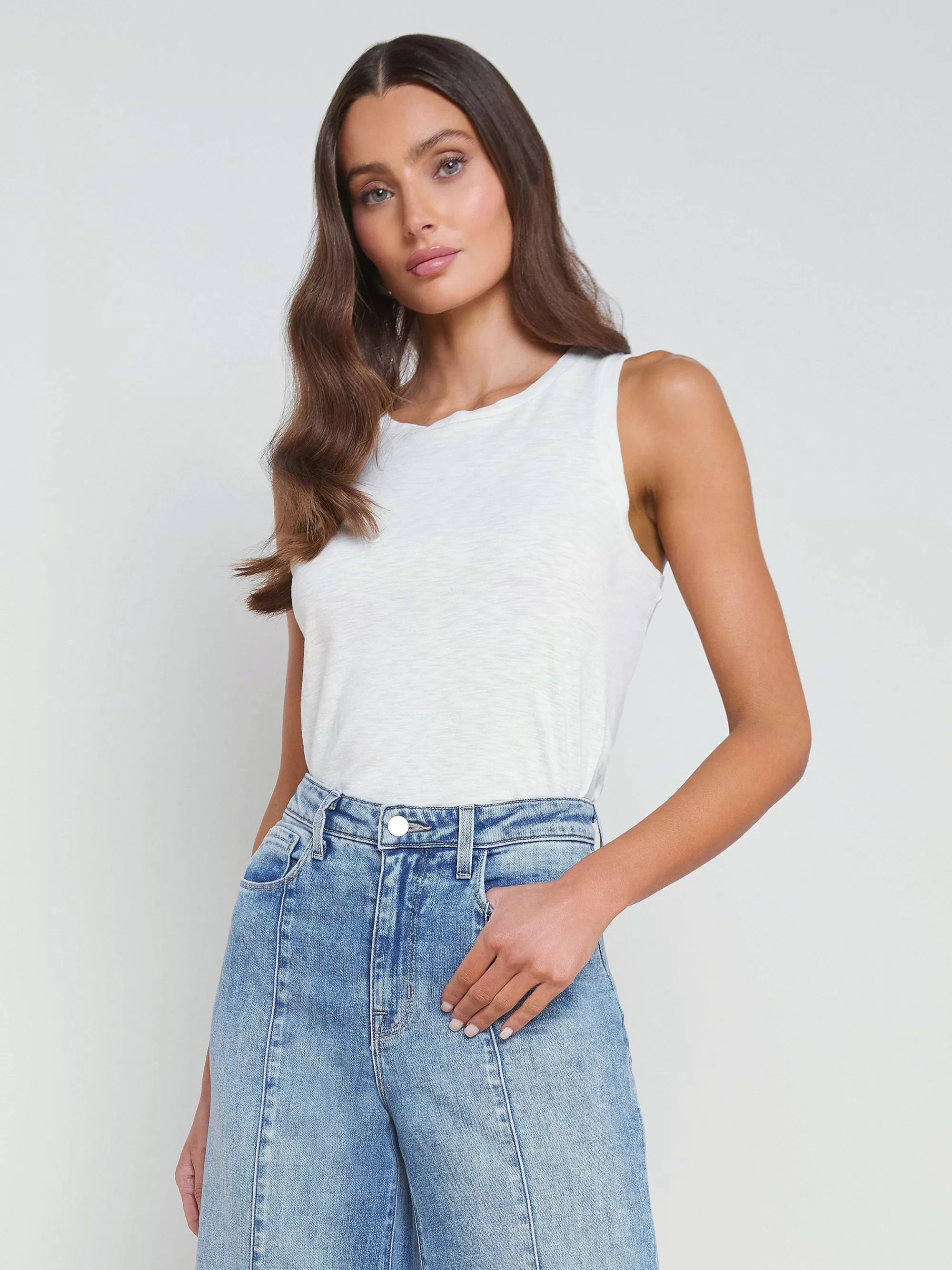 L'AGENCE Mikaela Katoenen Tanktop Zacht Wit Shop