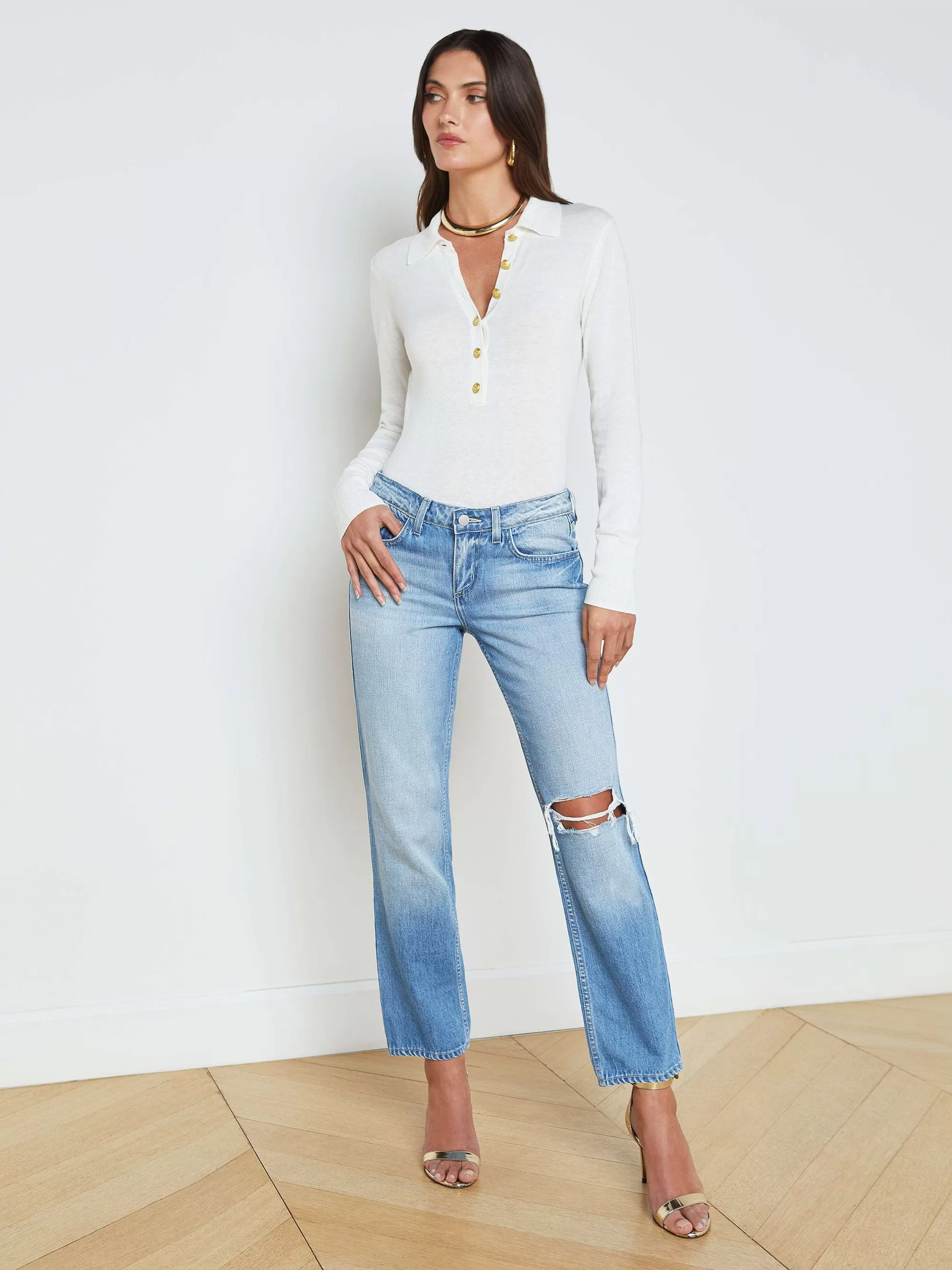 L'AGENCE Nevia Slouchy Jeans Met Rechte Pijpen Caruso Vernietigen Hot