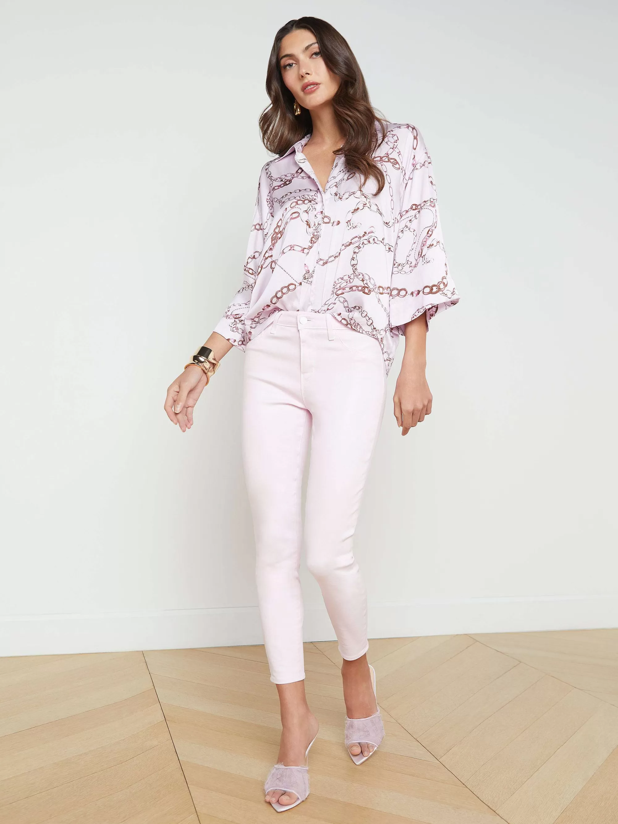 L'AGENCE Patrice Zijden Blouse Lila Sneeuw Multi-Schetsketting Store