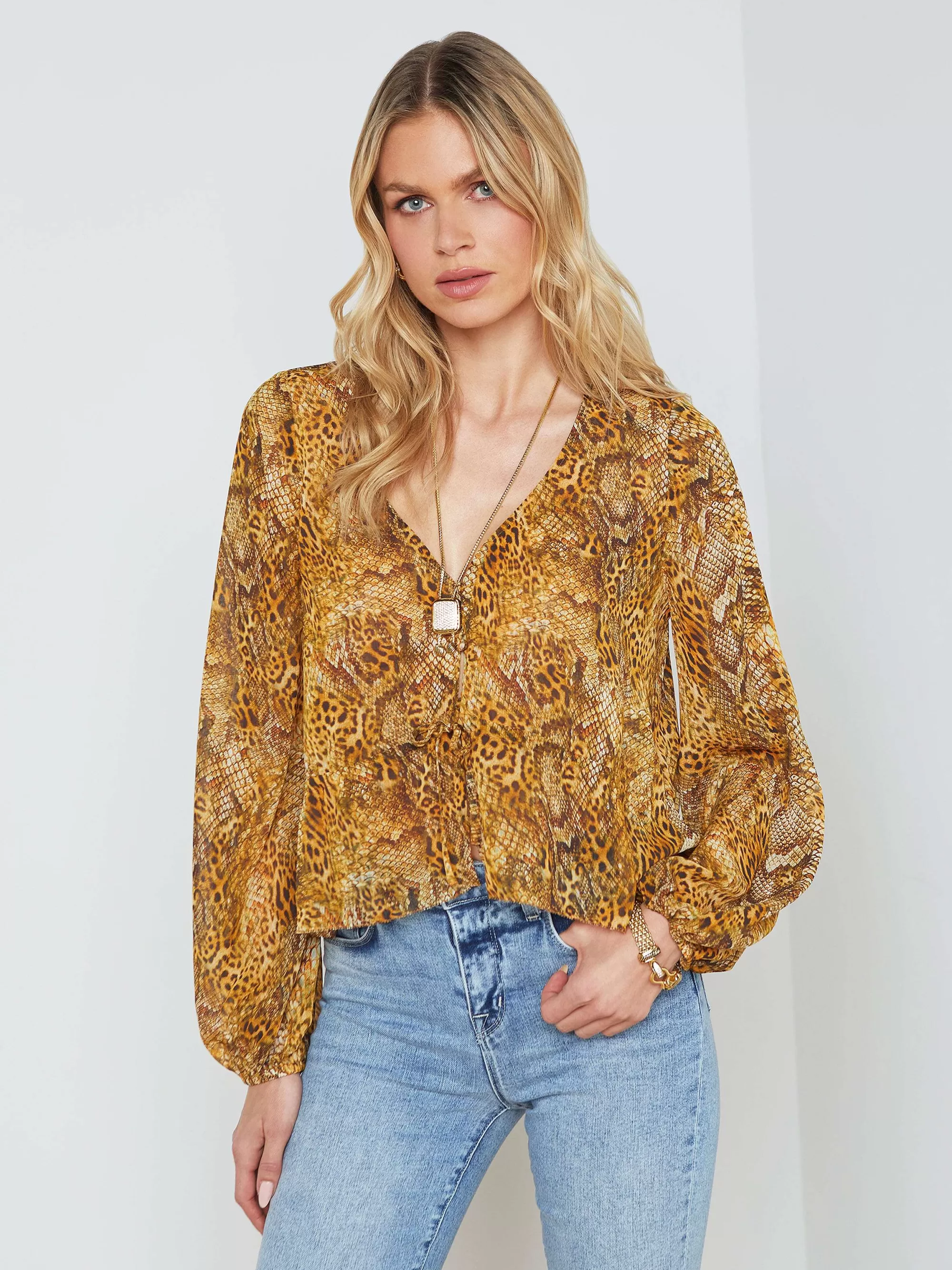 L'AGENCE Pixie-Blouse Goud Multimix Dier Flash Sale